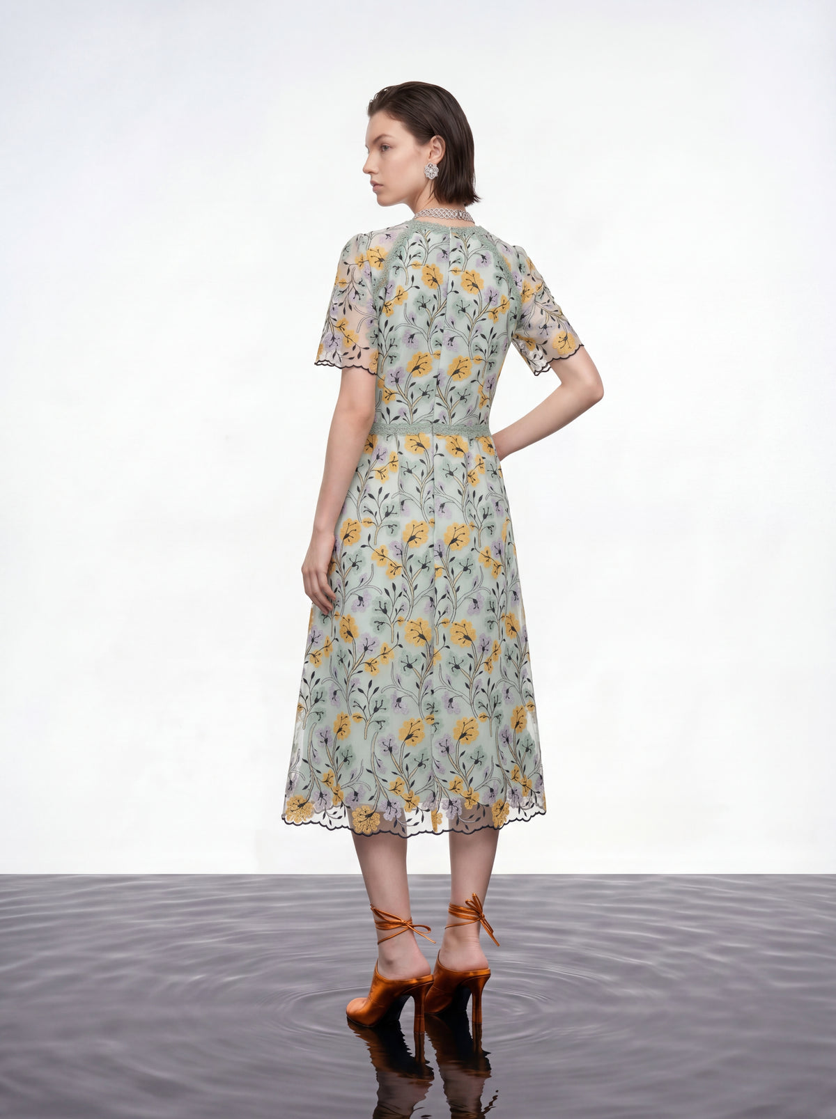 Celadon Garden Embroided Dress