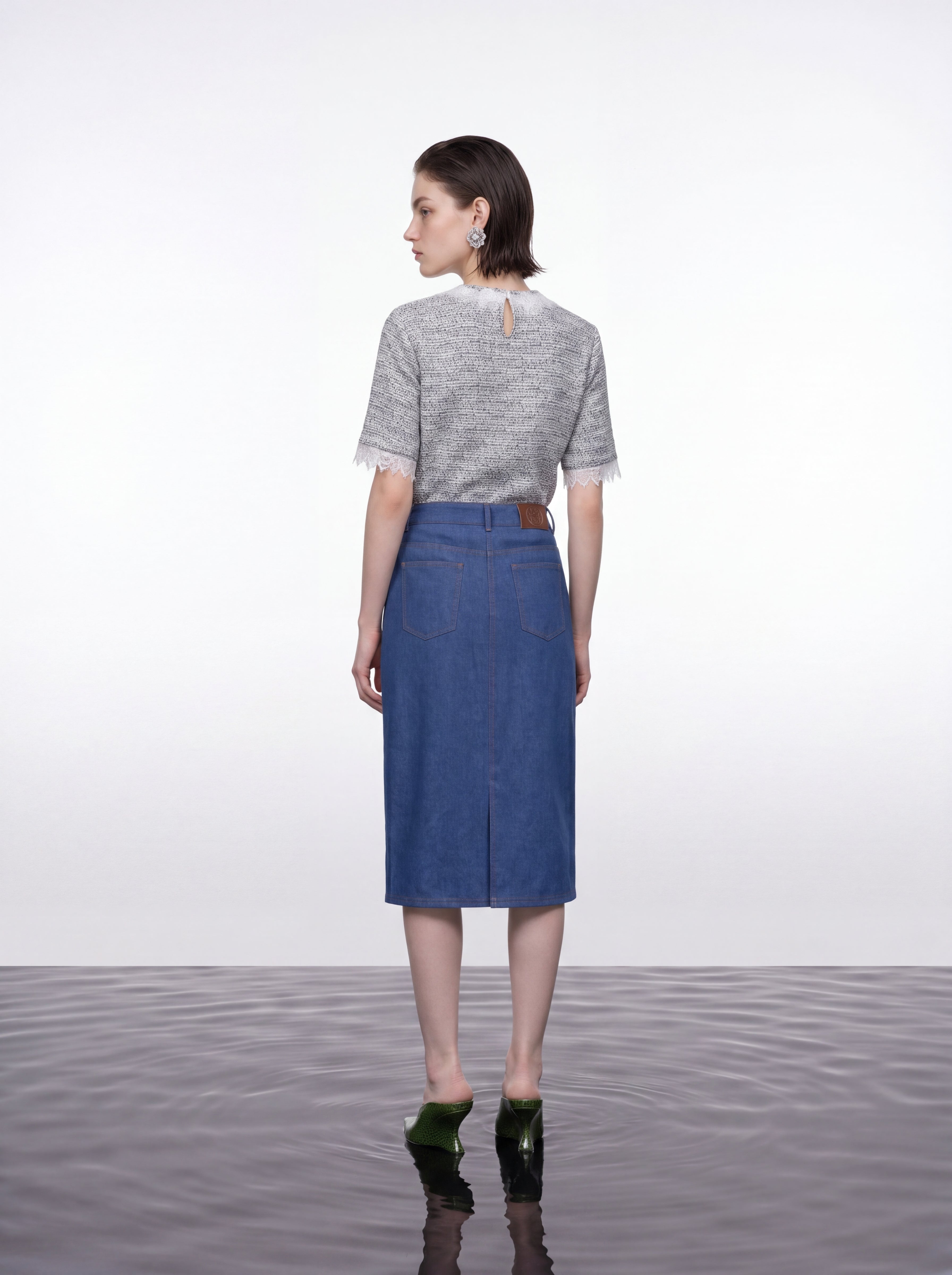 Indigo Bloom Denim Skirt