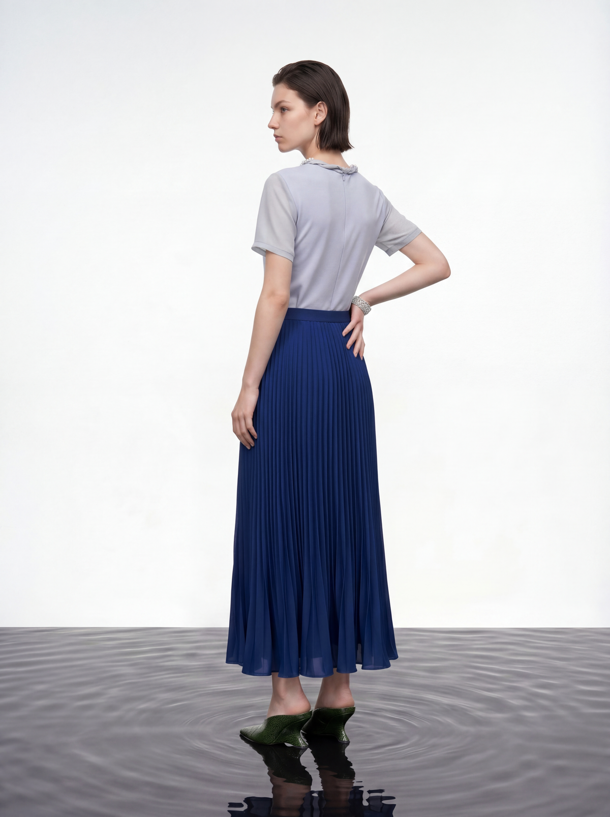 Silk Crepe Satin Embellished Blouse