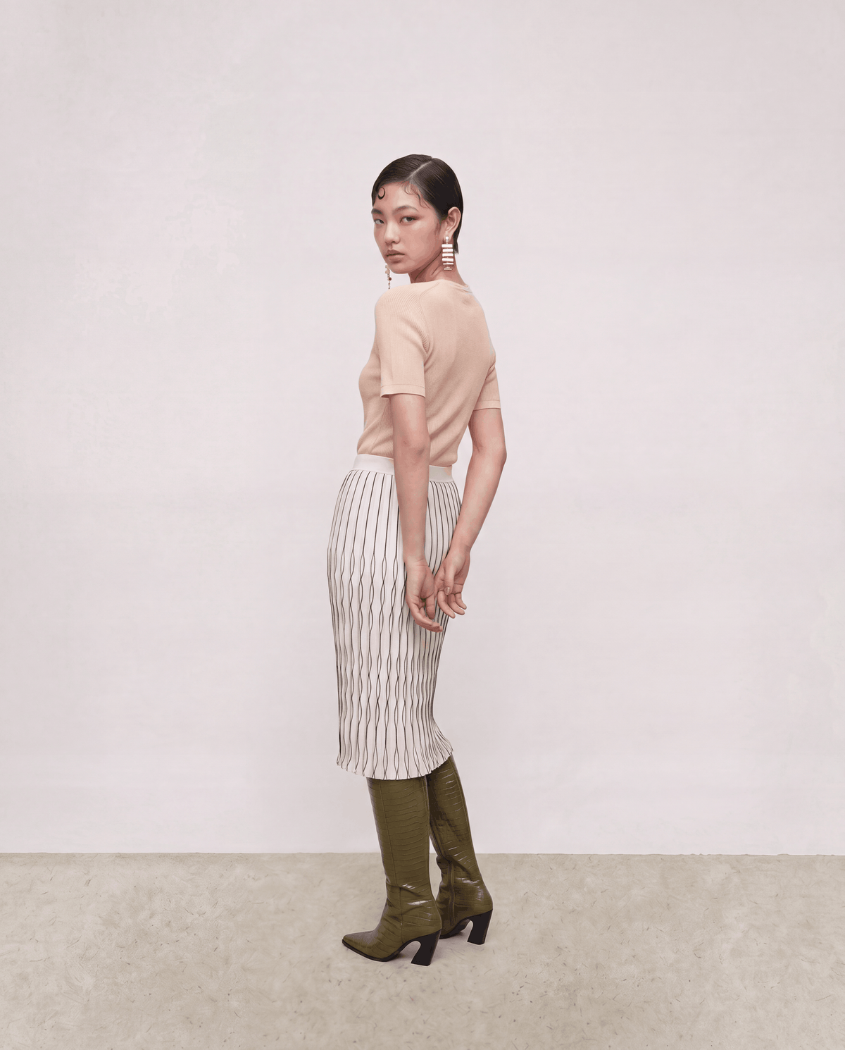 Champagne Signature Logo Ribbed Top