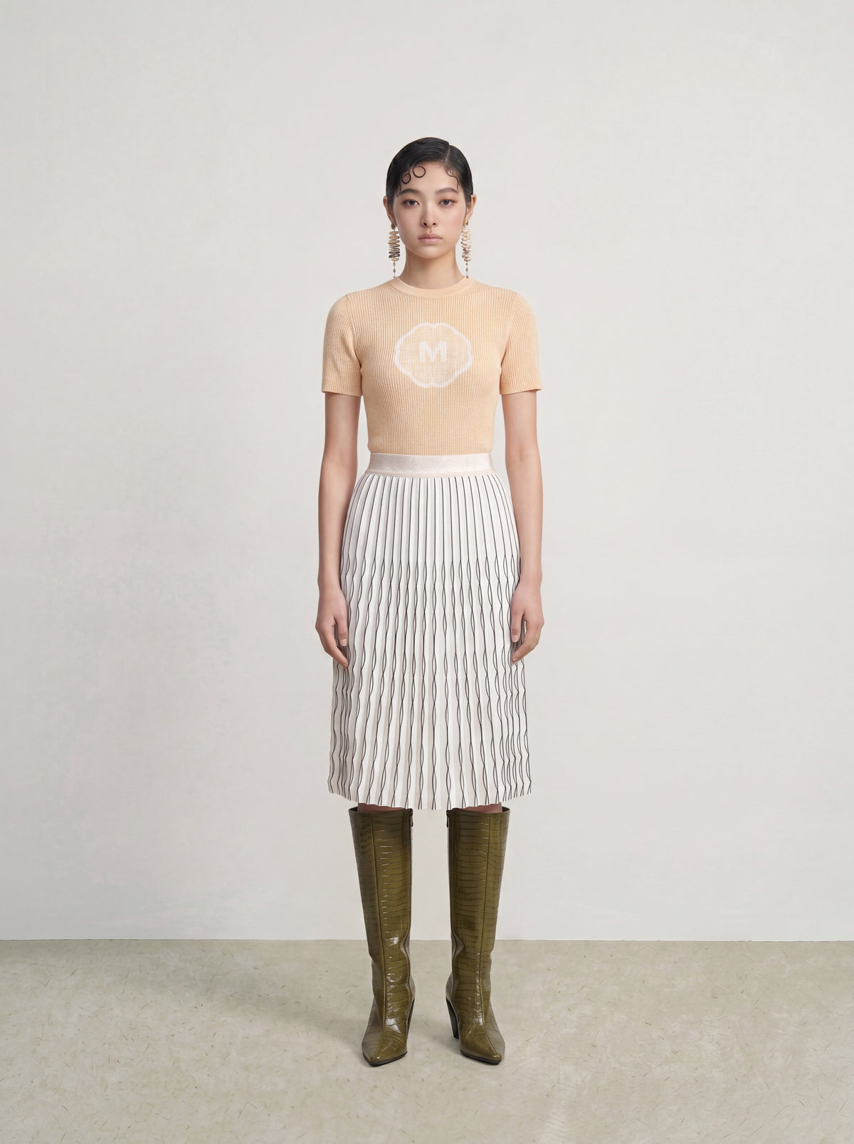 Champagne Signature Logo Ribbed Top