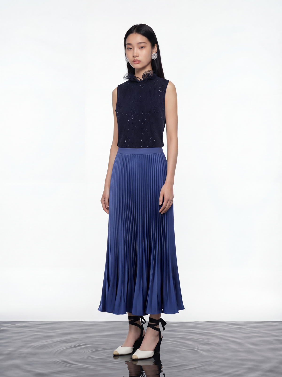 Ethereal Ruffle Diamond Blouse