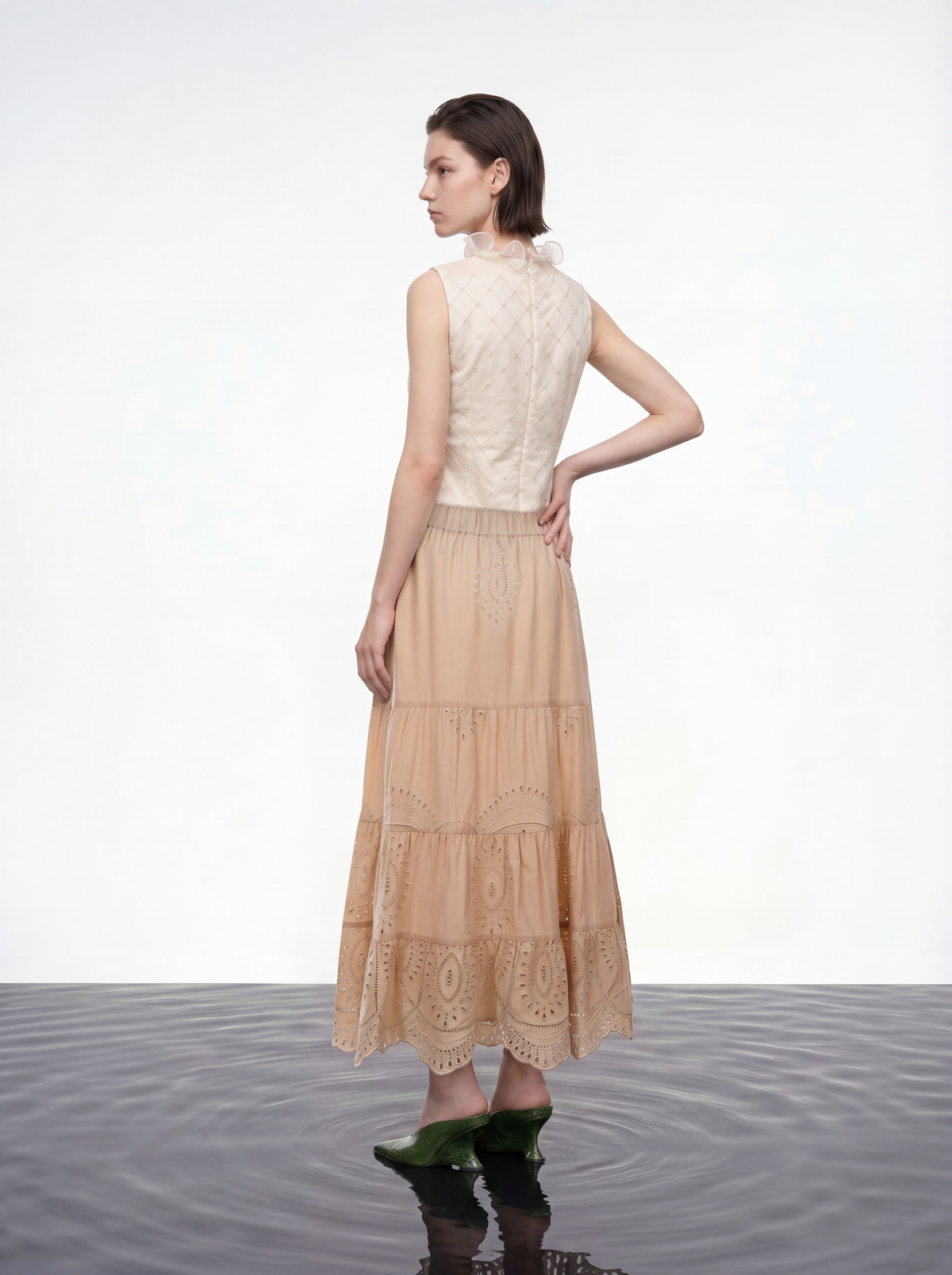 Ethereal Ruffle Diamond Blouse