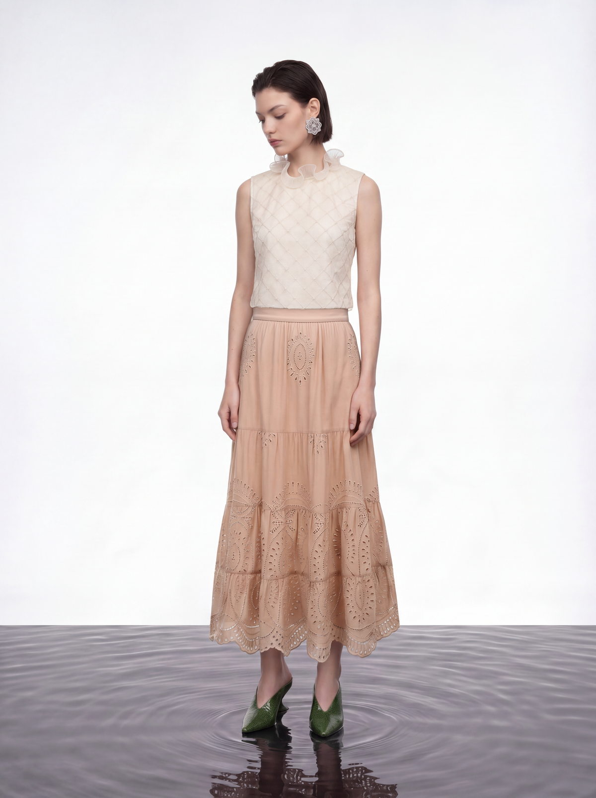 Ethereal Ruffle Diamond Blouse