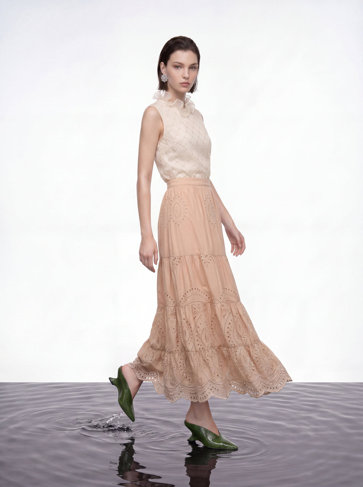 Ethereal Ruffle Diamond Blouse