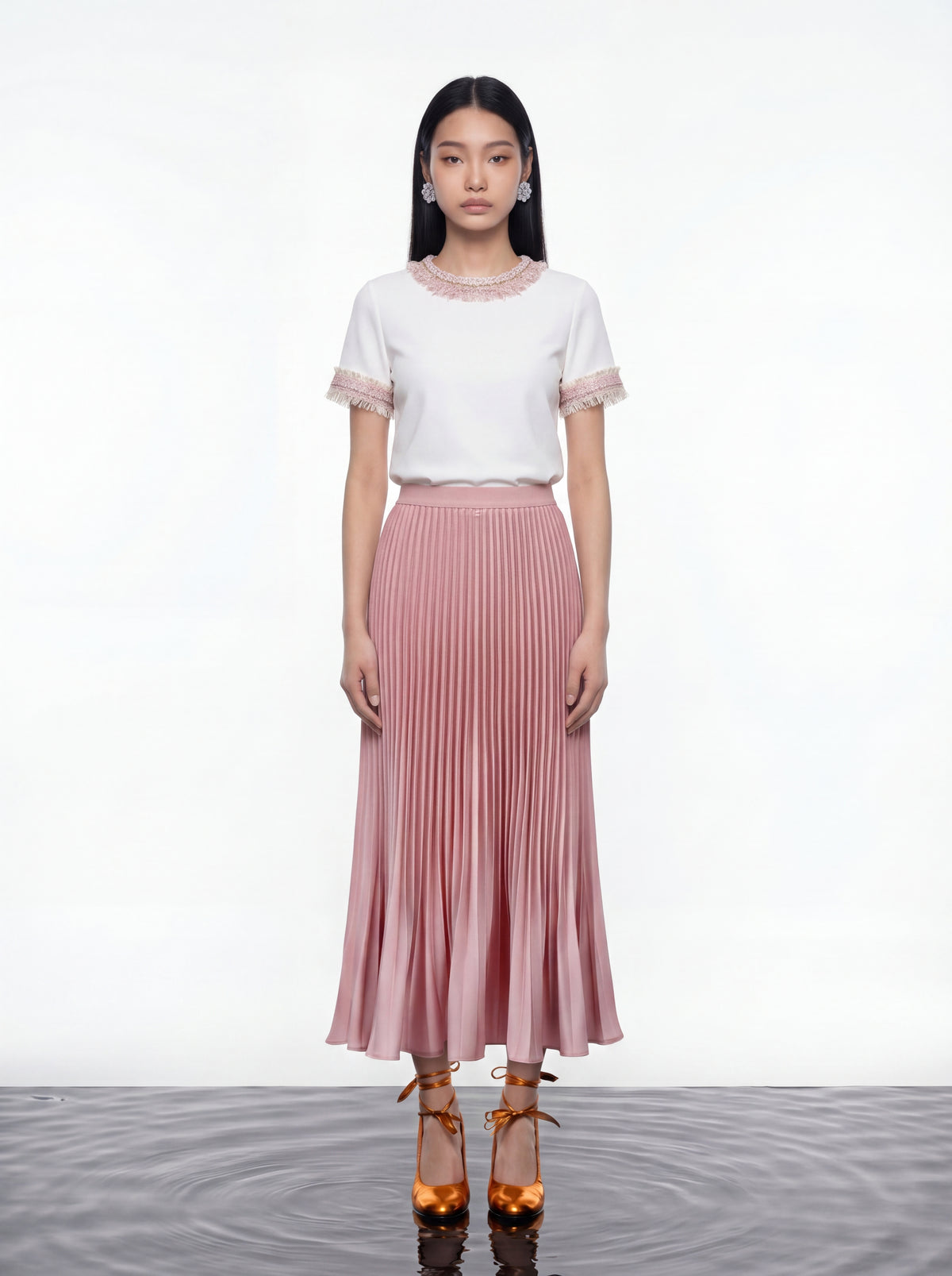 Tweed Fringe Embellished Tee