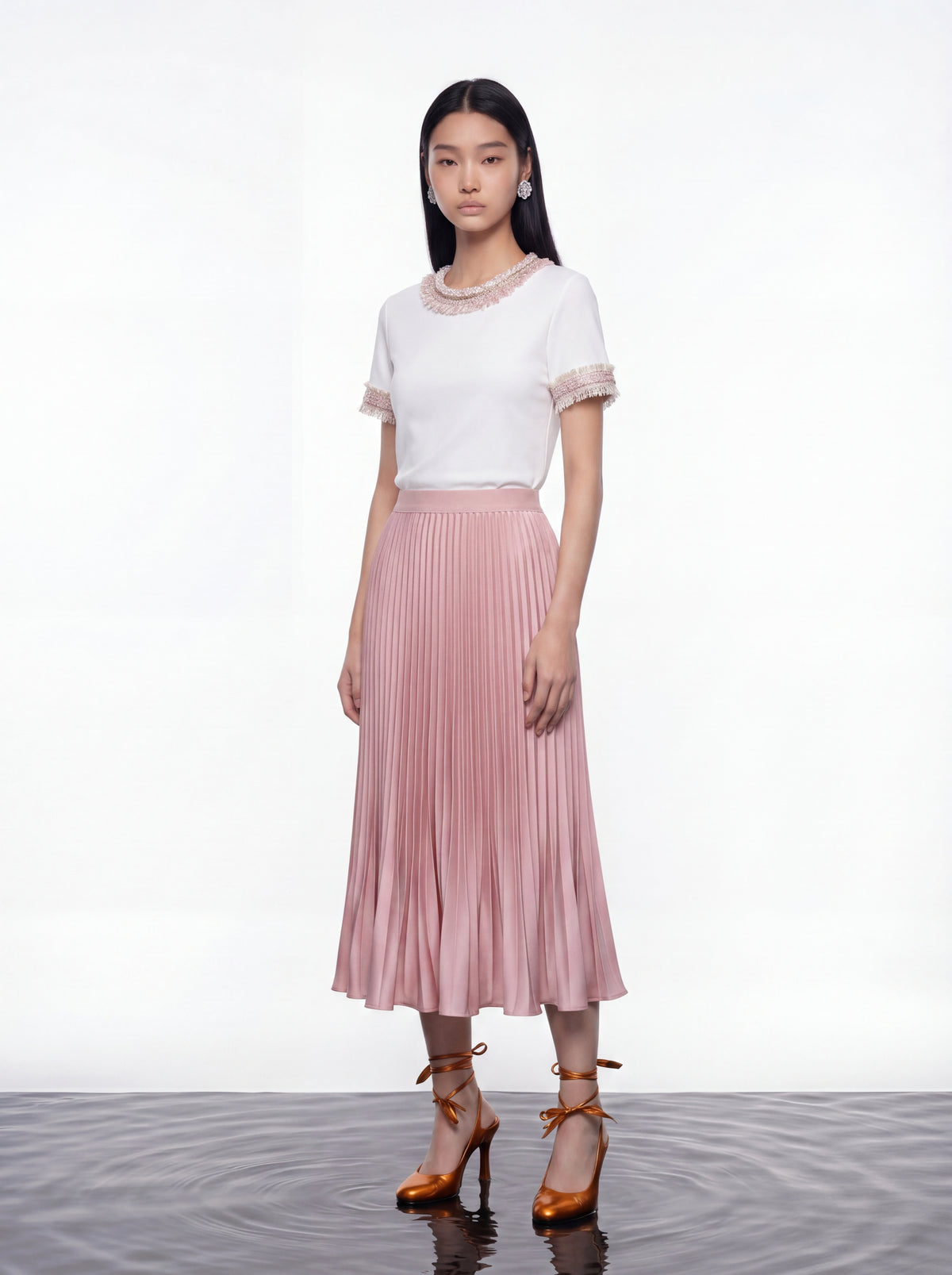Tweed Fringe Embellished Tee