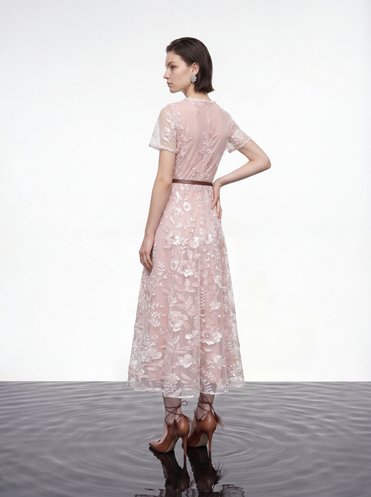Rosé Enchanté Embroidered Dress