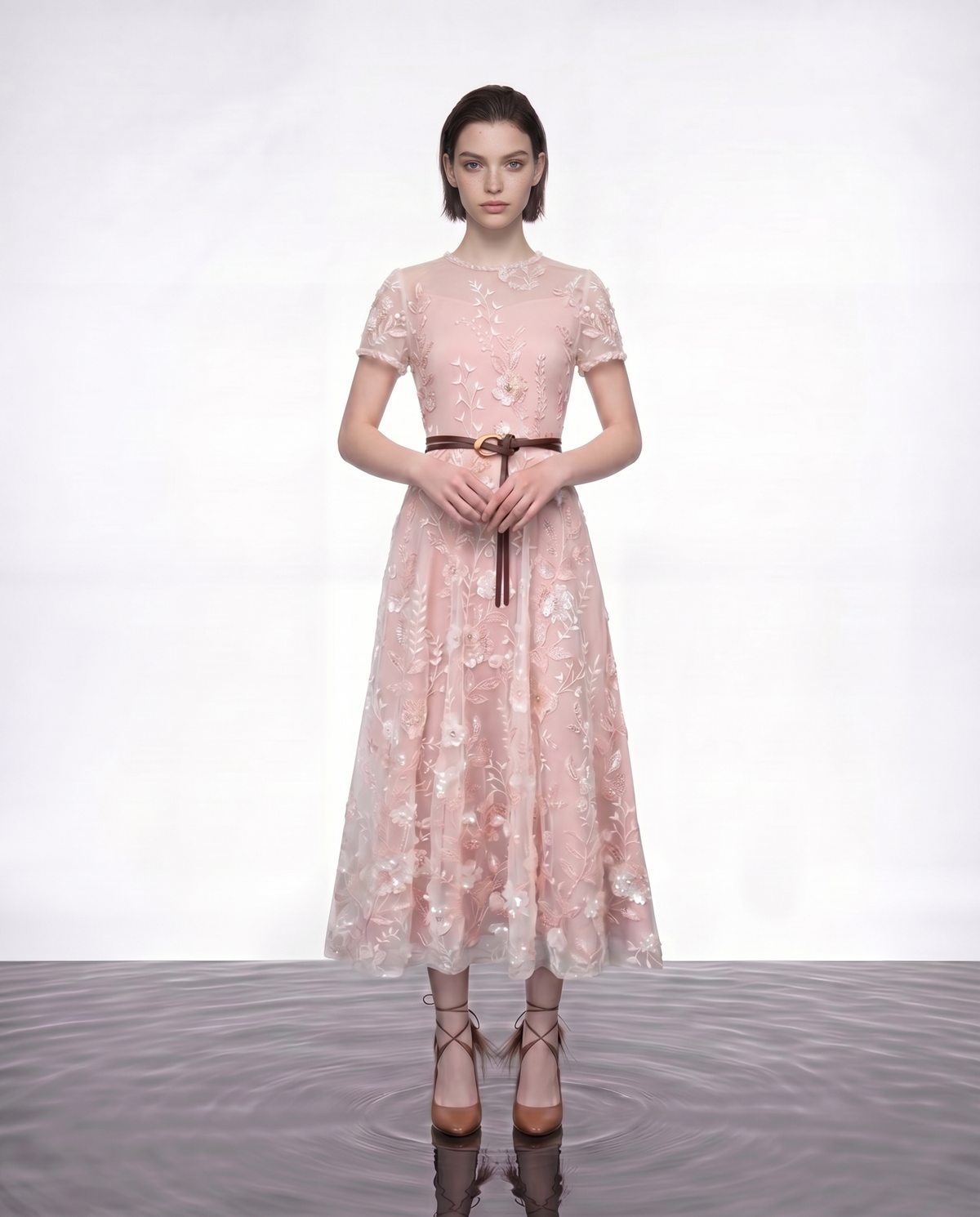Rosé Enchanté Embroidered Dress