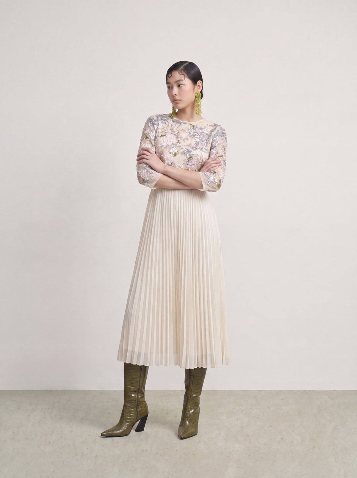 Beige Florale Poésie Gown