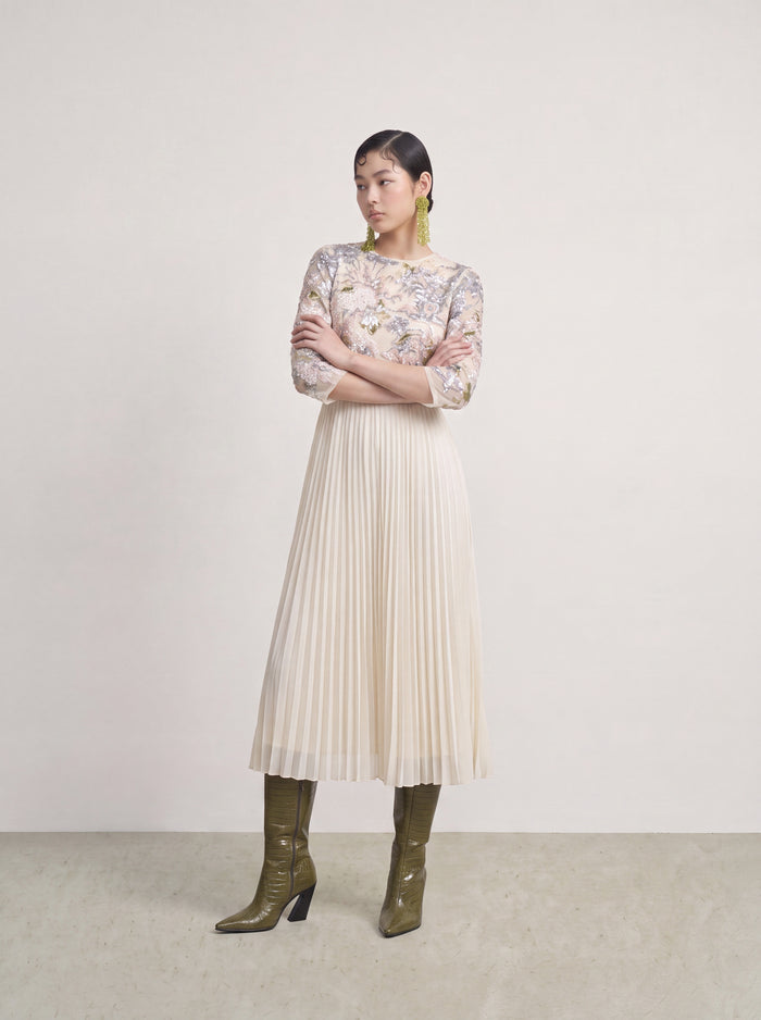 Beige Florale Poésie Gown