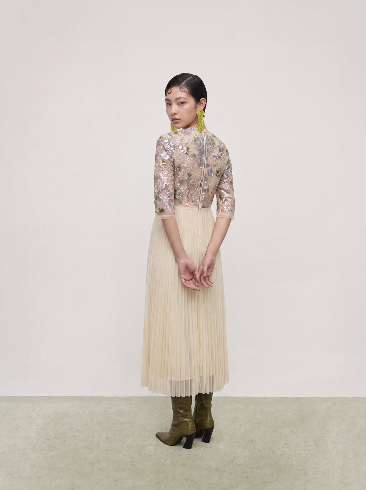 Beige Florale Poésie Gown