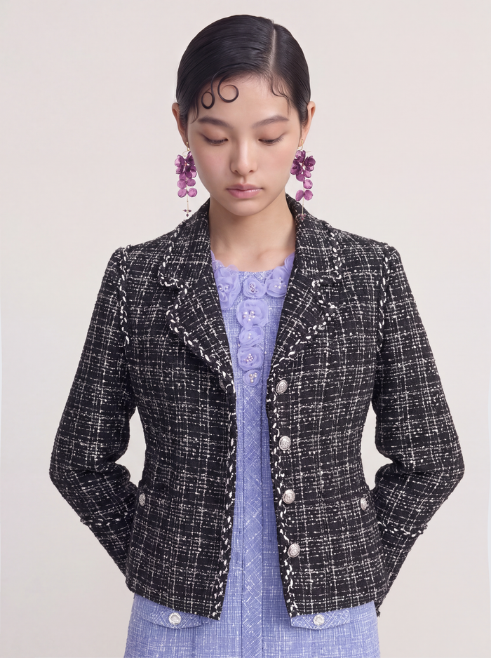 Noir Tweed Checkered Jacket