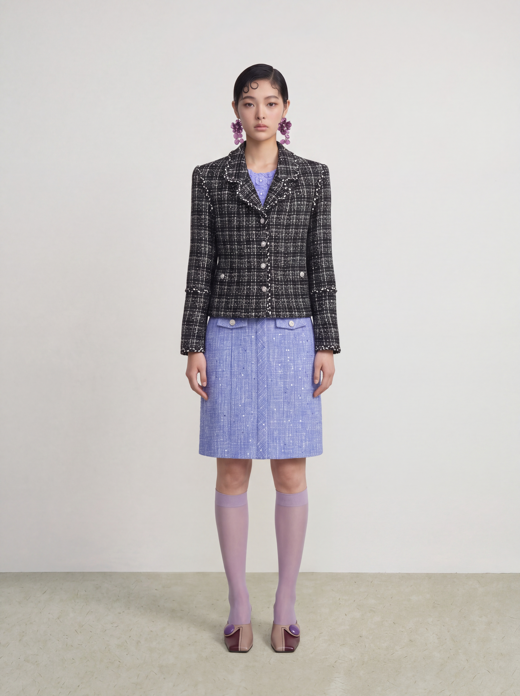 Noir Tweed Checkered Jacket