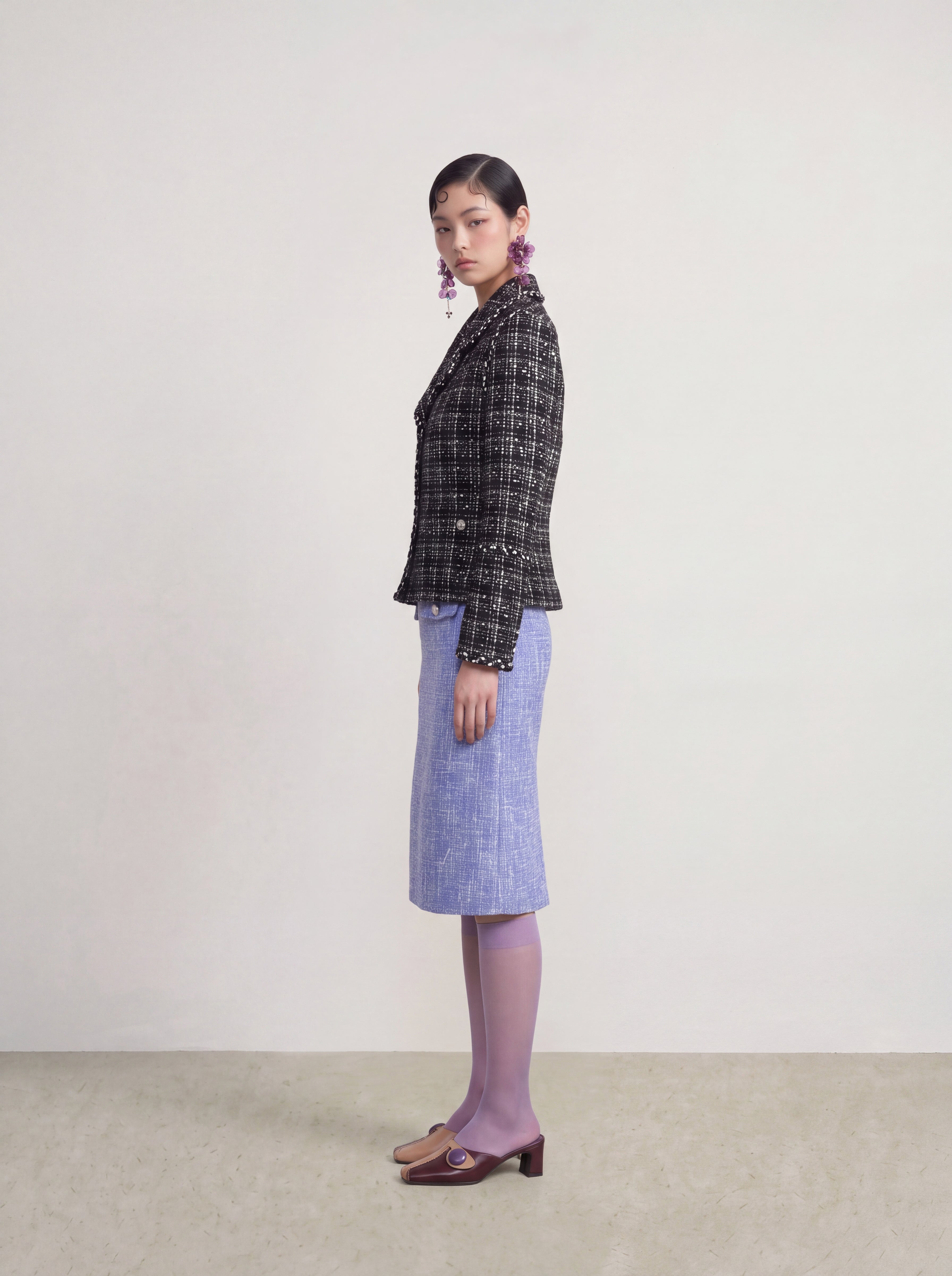 Noir Tweed Checkered Jacket