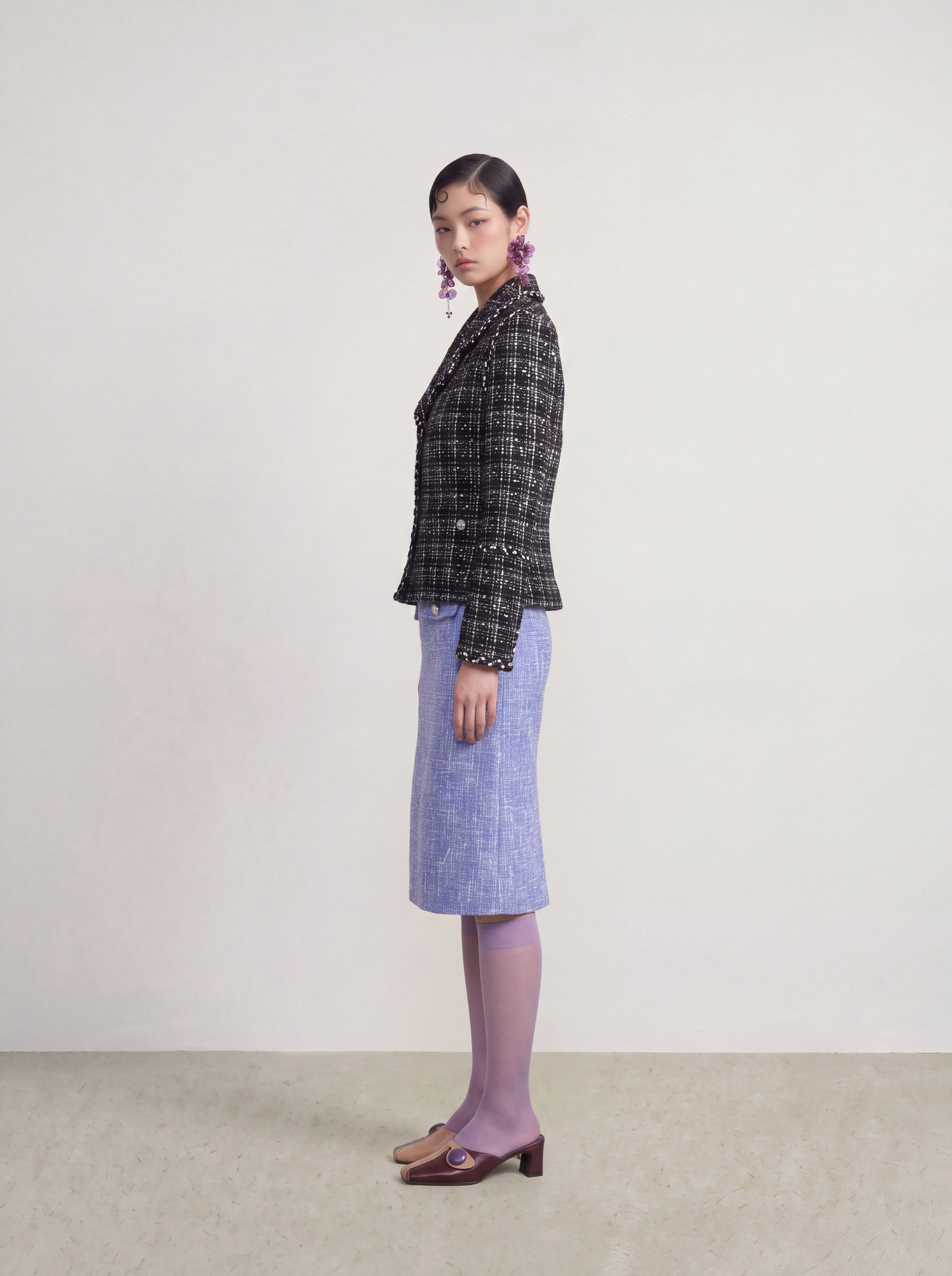 Noir Tweed Checkered Jacket
