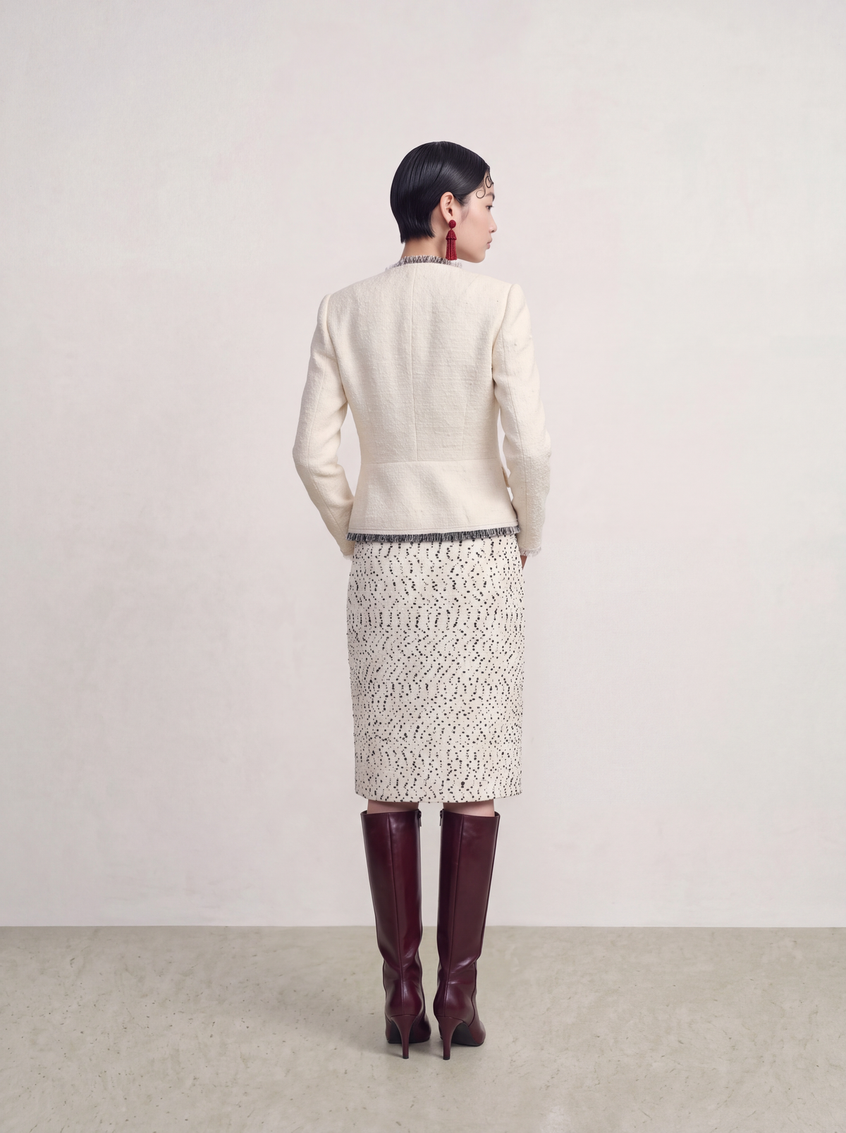 Crème Tweed Fleur Frangé Jacket