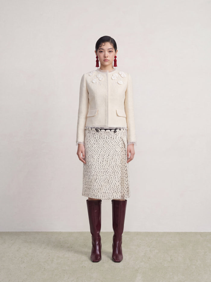 Crème Tweed Fleur Frangé Jacket