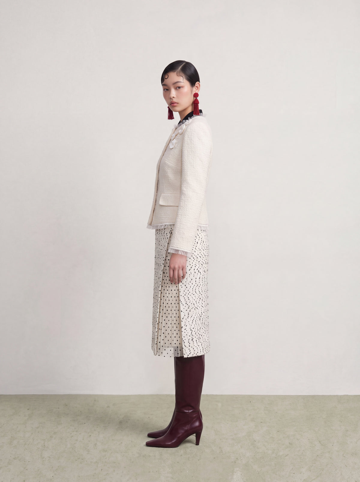 Crème Tweed Fleur Frangé Jacket
