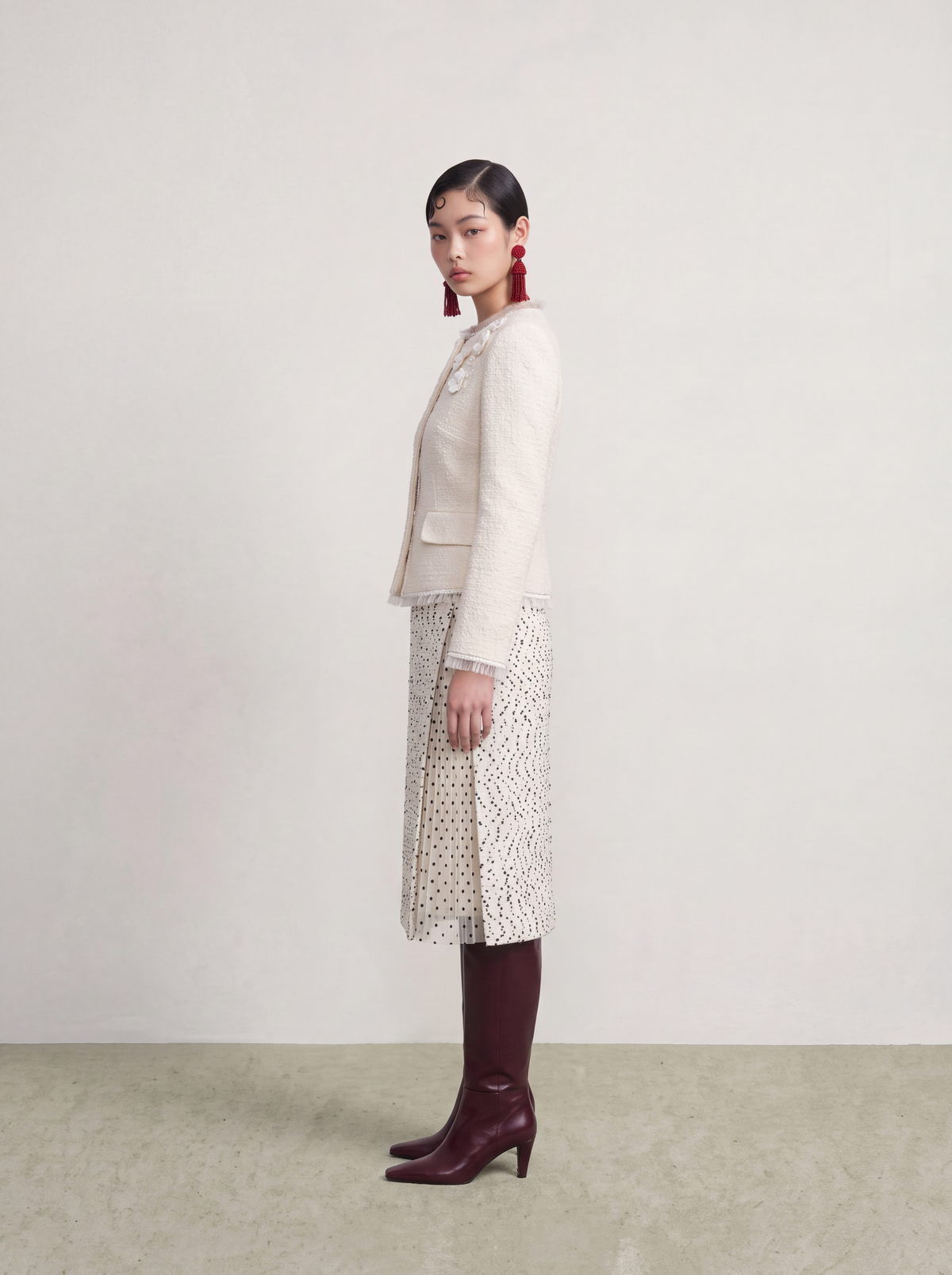 Crème Tweed Fleur Frangé Jacket
