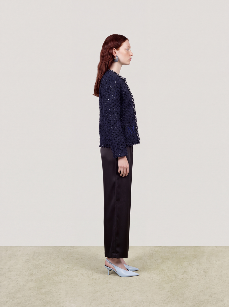 Noir Satiné Wide-Leg Trousers