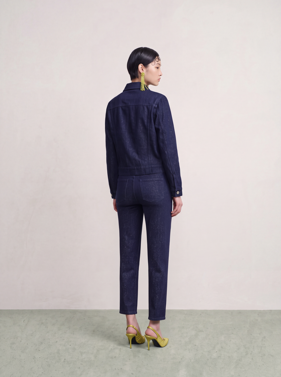 Bleu Denim Brodé Cristal Jacket