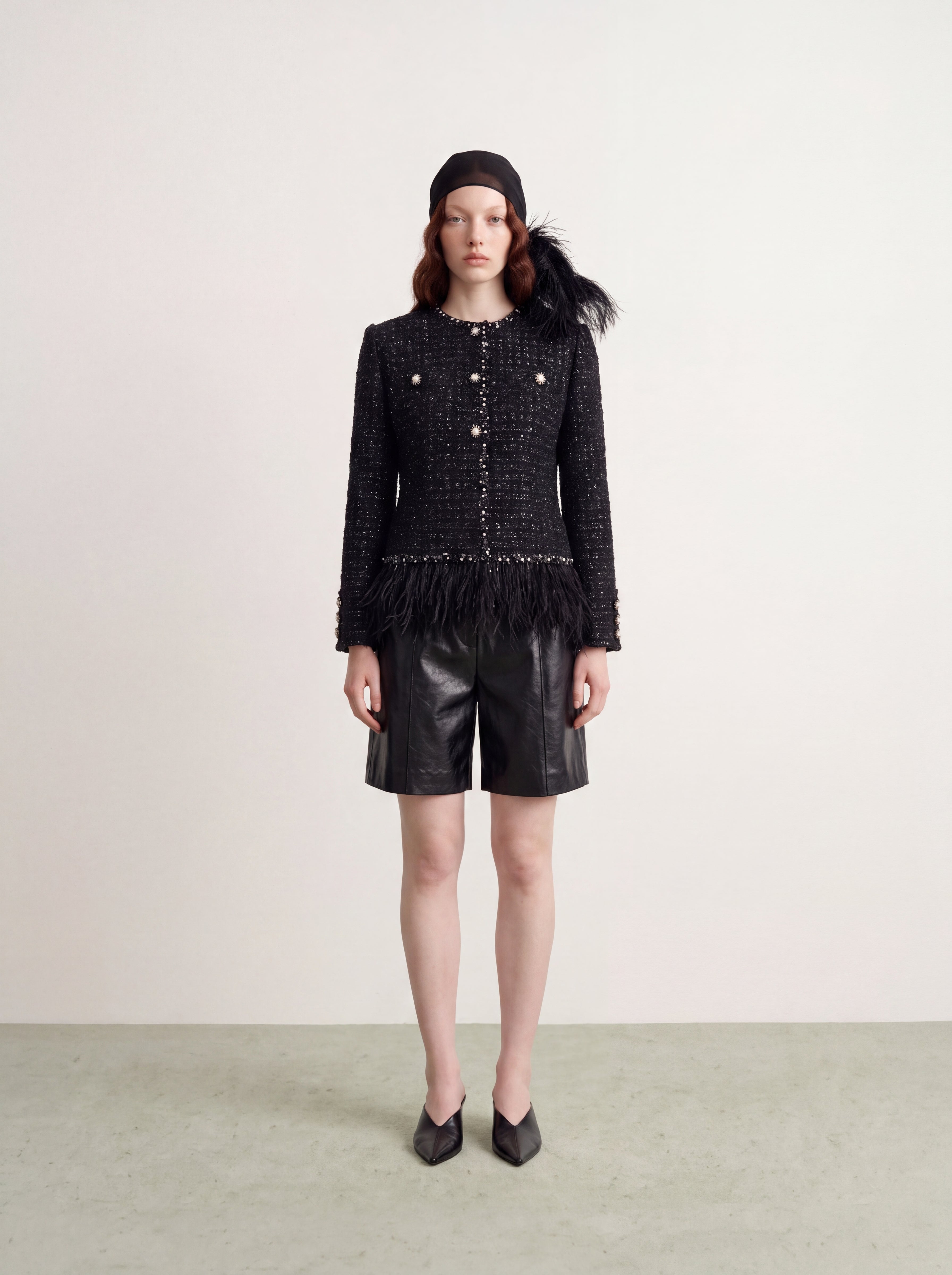 Noir Tweed Bijou Frange Jacket