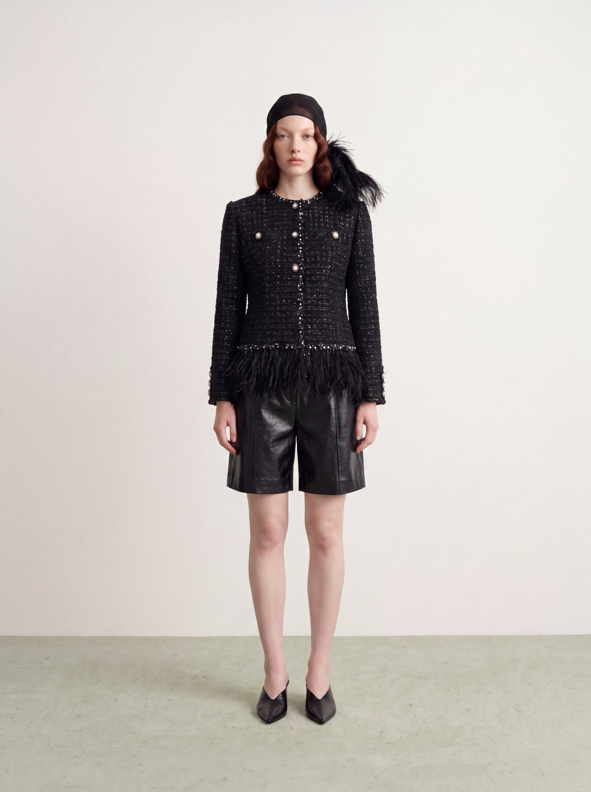 Noir Tweed Bijou Frange Jacket