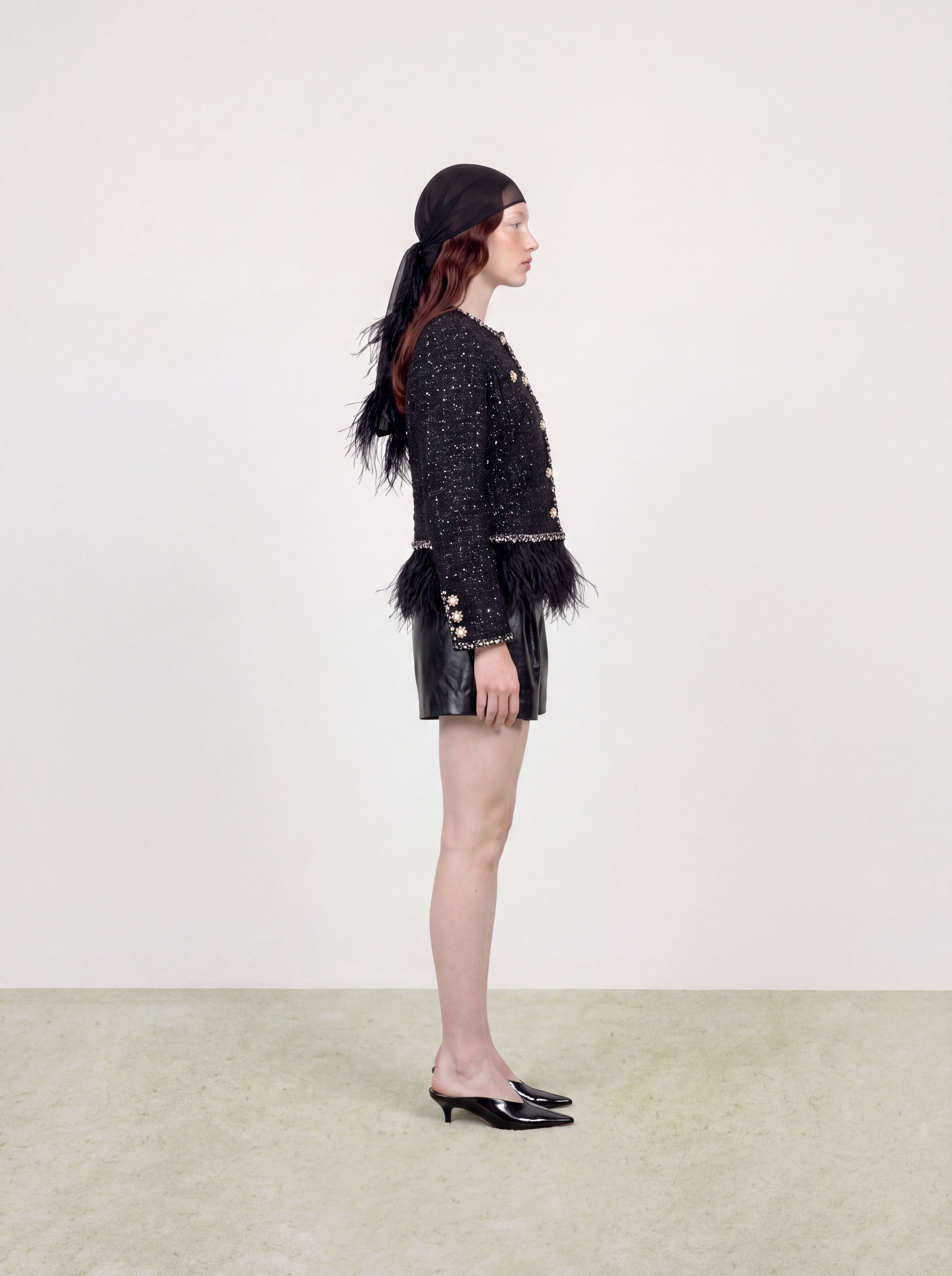 Noir Tweed Bijou Frange Jacket