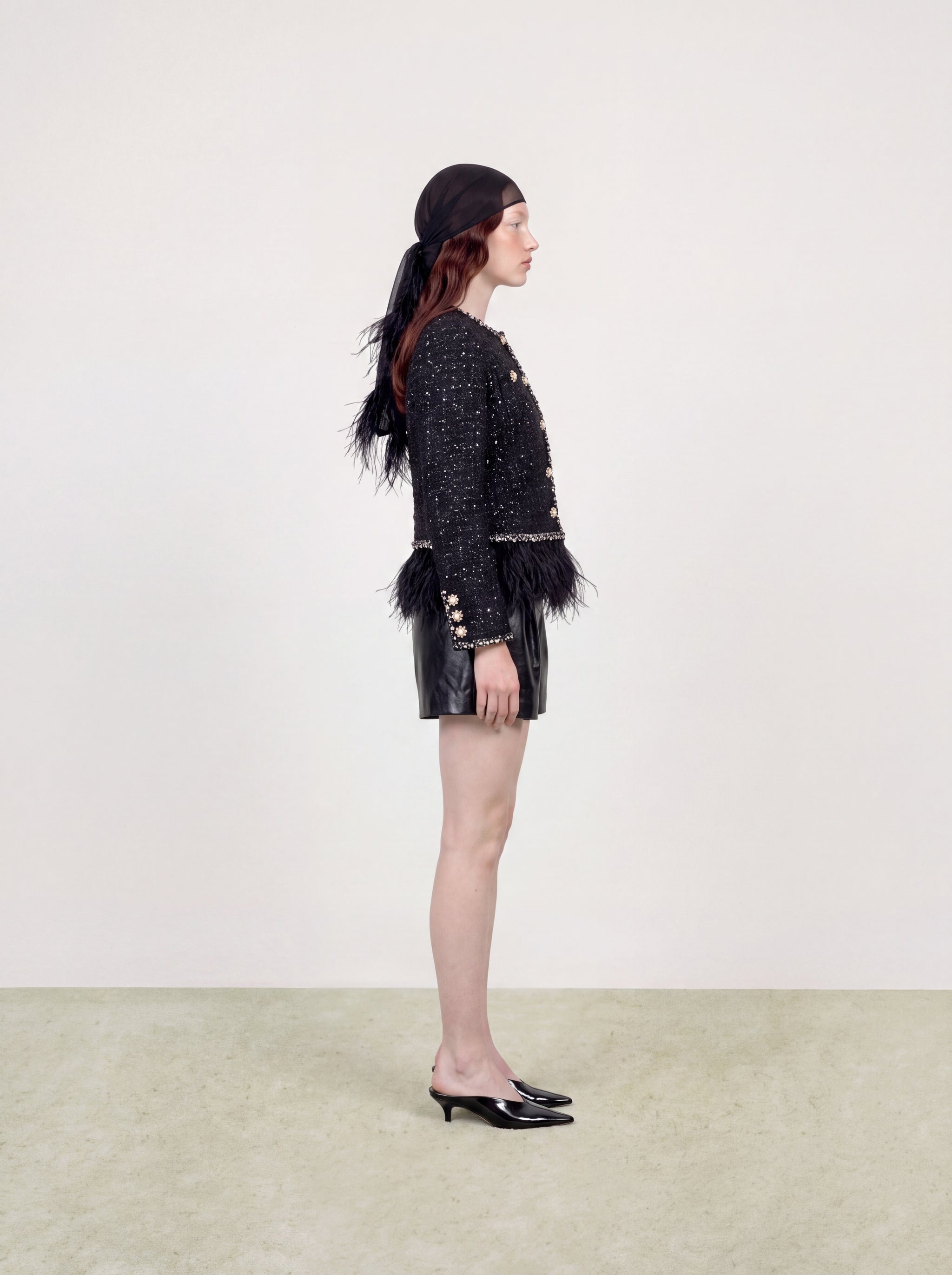 Noir Tweed Bijou Frange Jacket