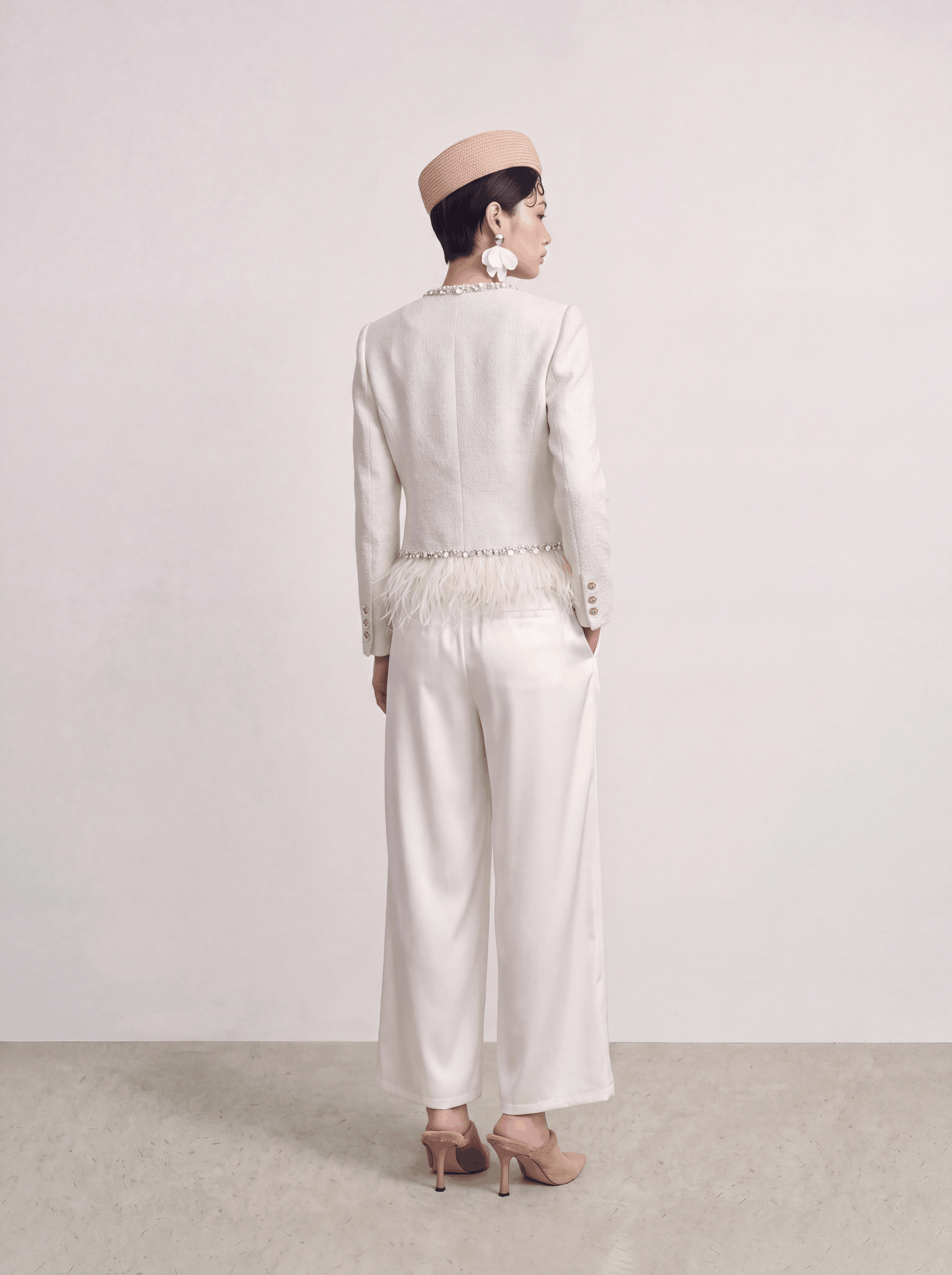 Crème Tweed Bijou Plume Jacket