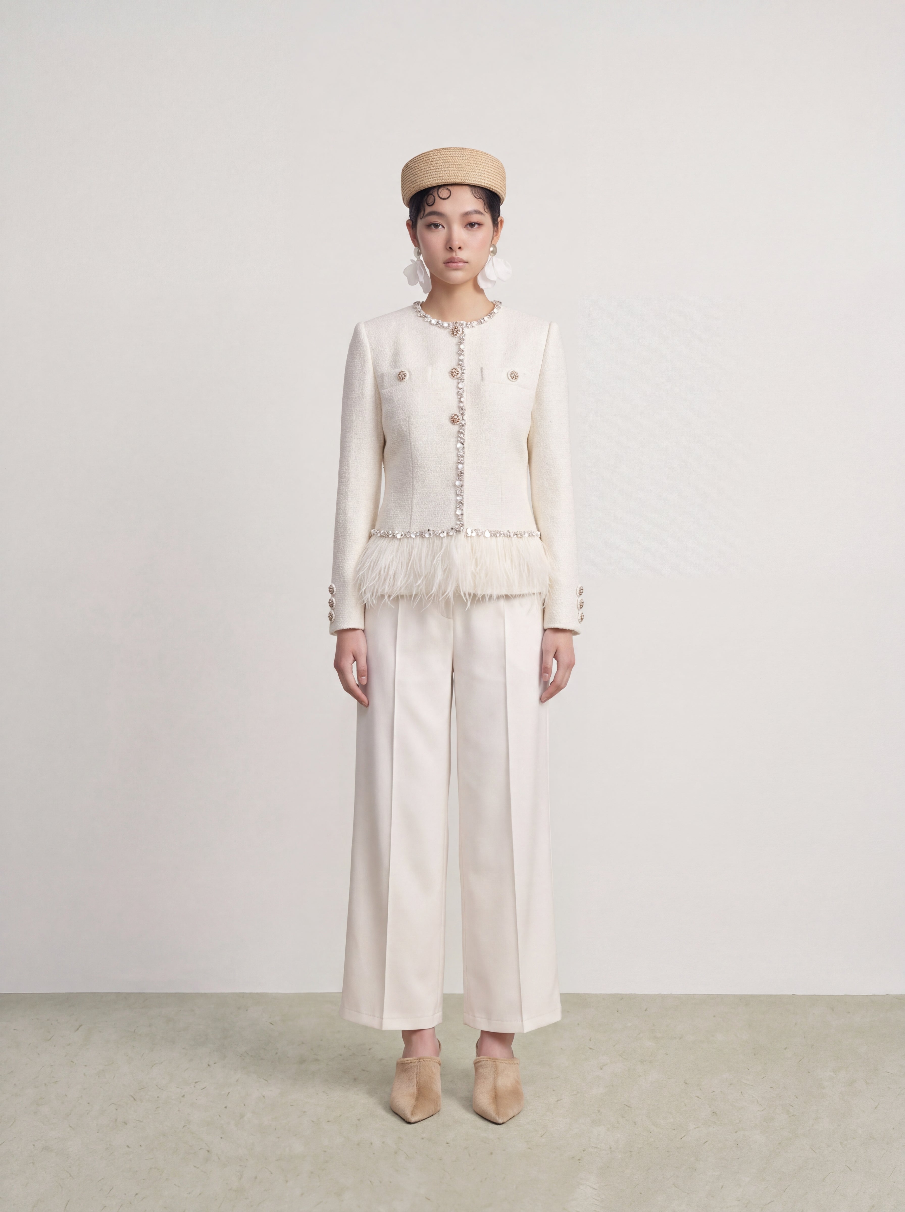 Crème Tweed Bijou Plume Jacket