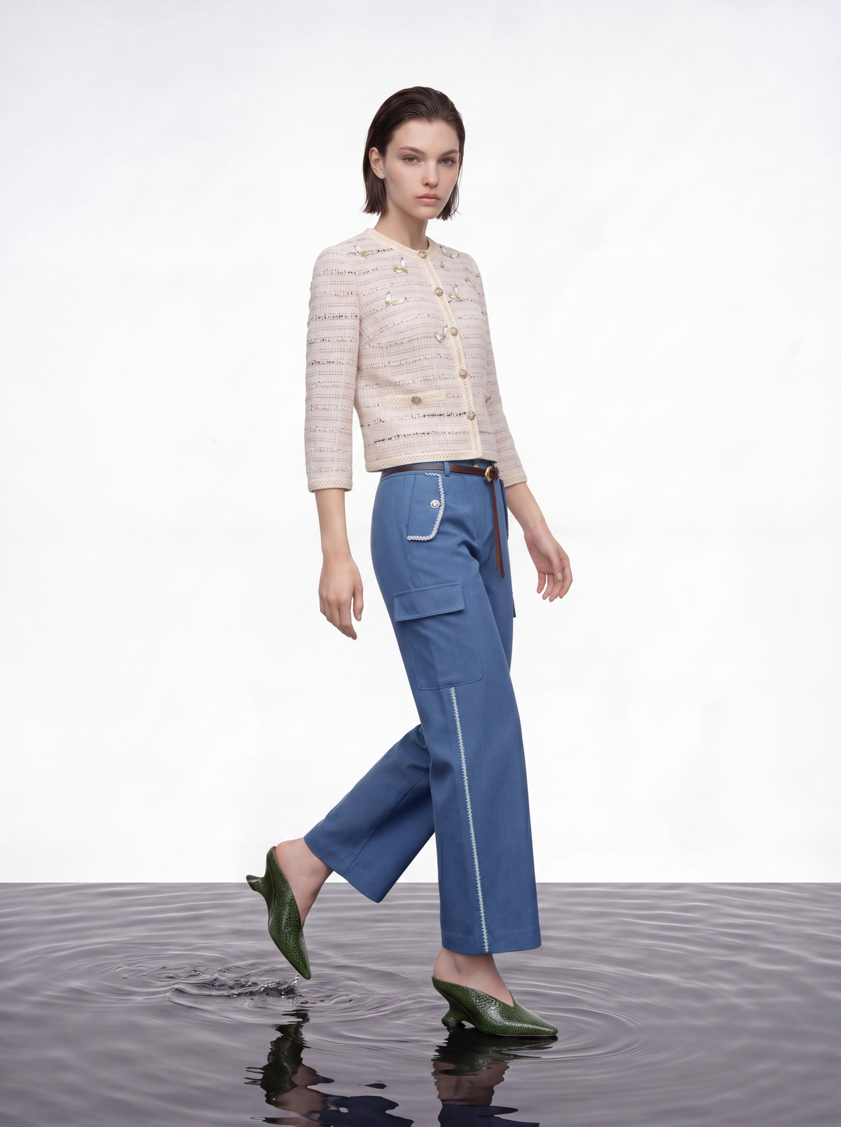 Ornate Pocket Cargo Jeans