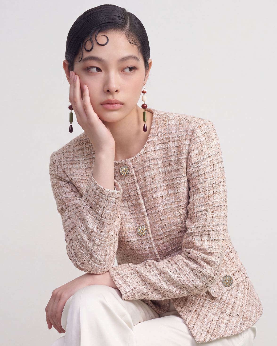 Beige Tweed Doré Jacket