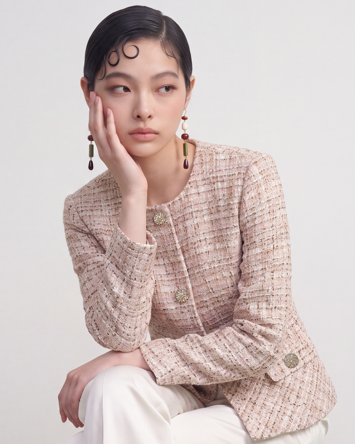 Beige Tweed Doré Jacket