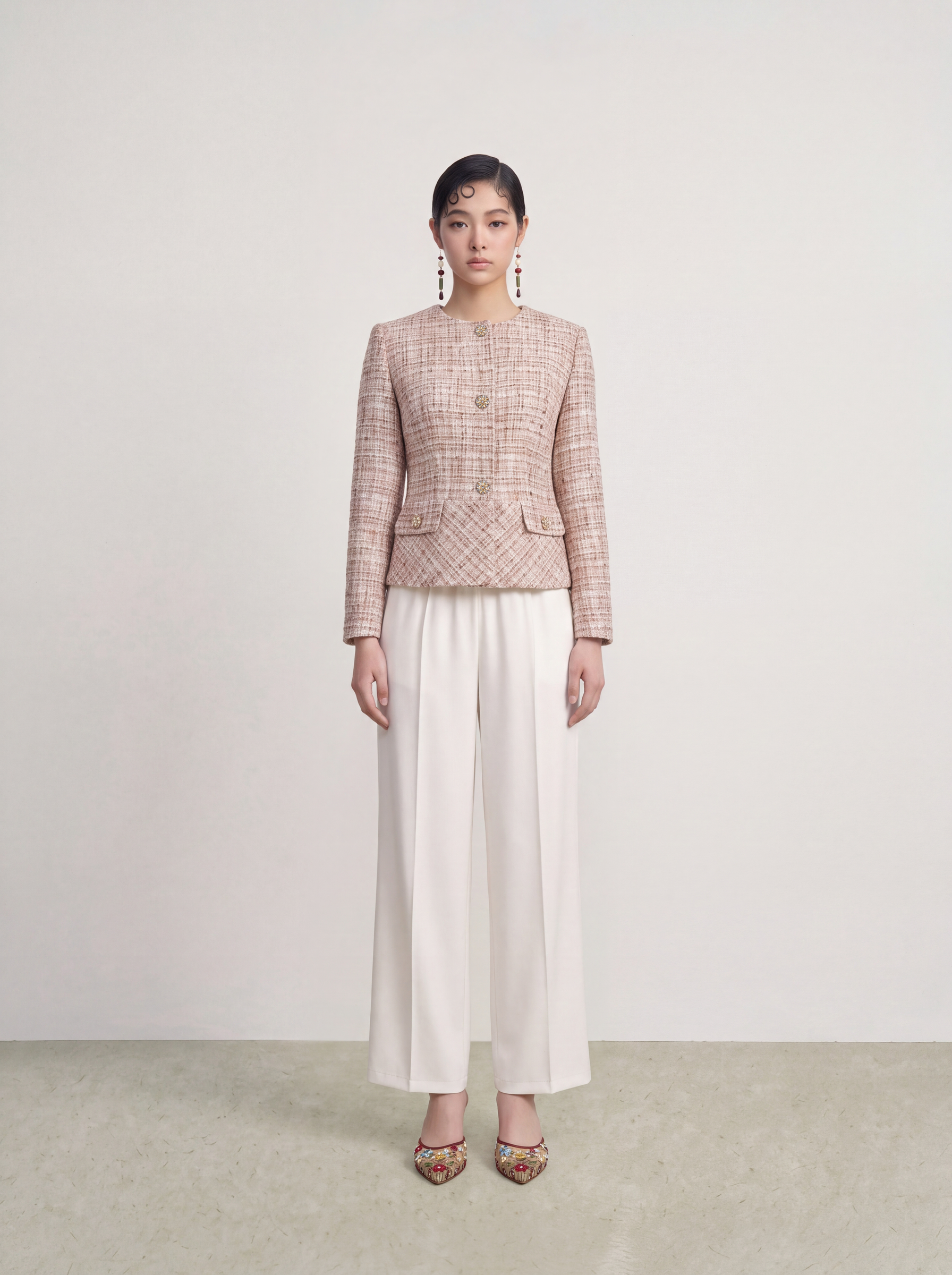Beige Tweed Doré Jacket