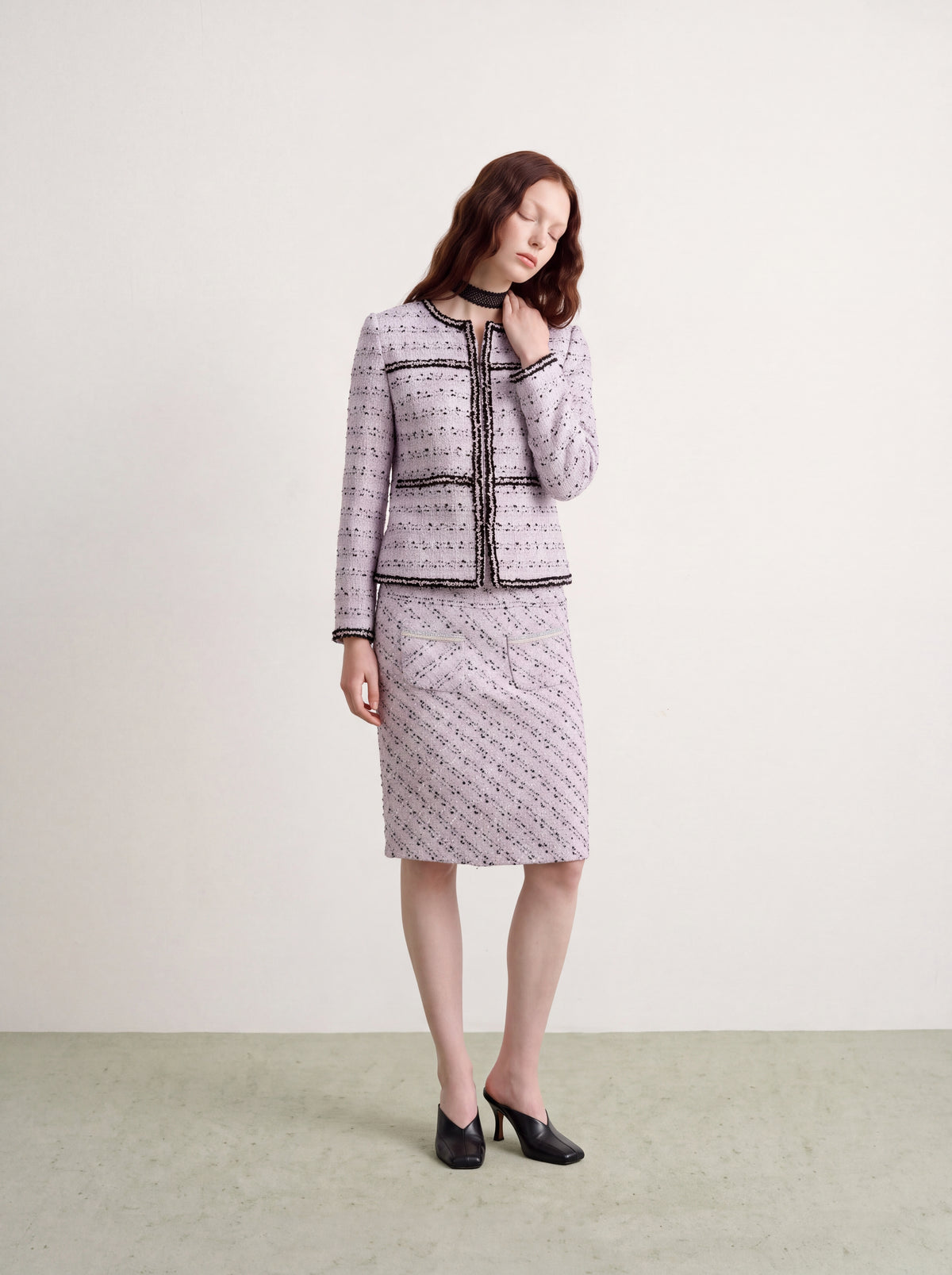 Rose Tweed Carreau Tresse Jacket
