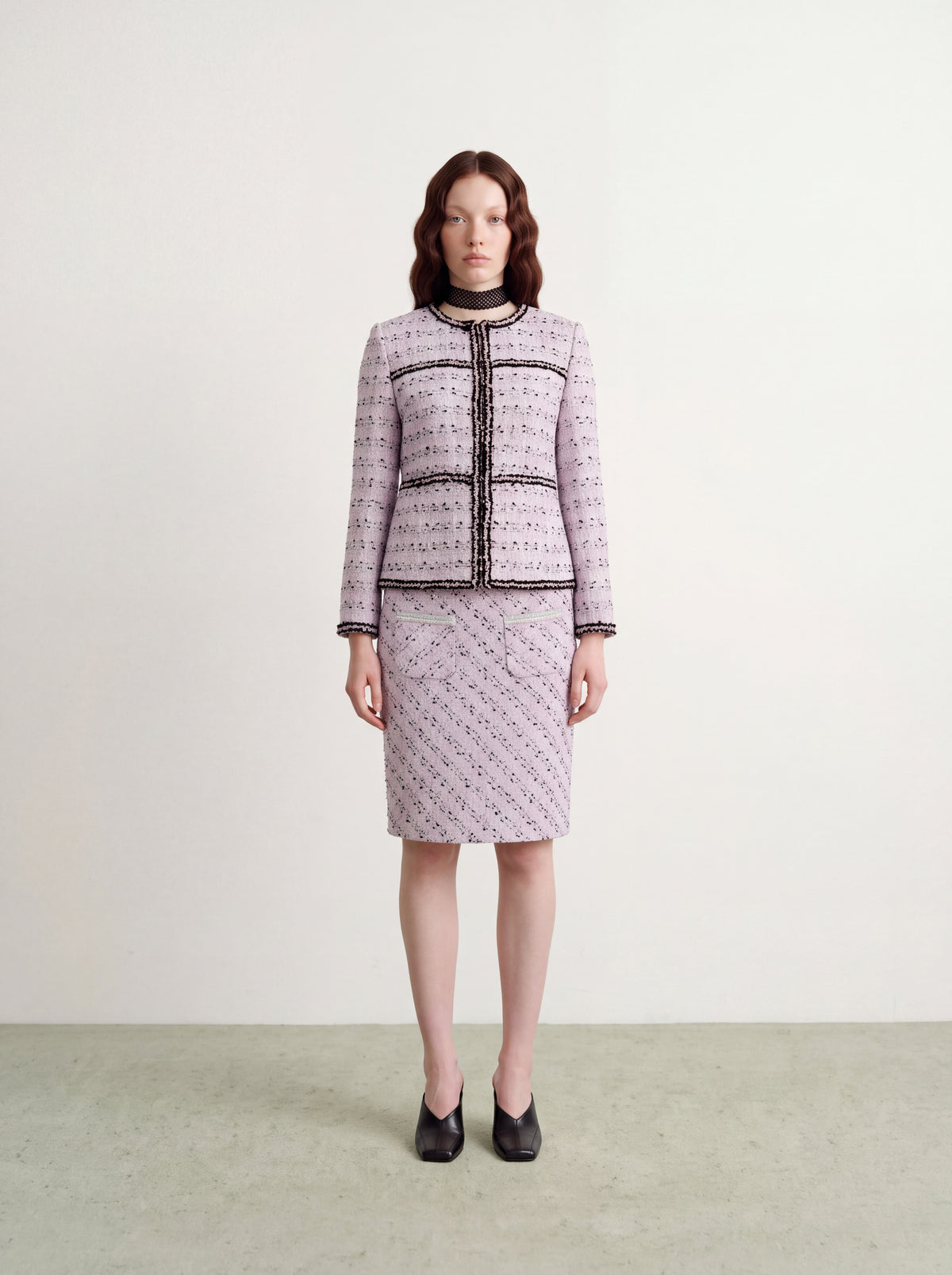 Rose Tweed Carreau Tresse Jacket