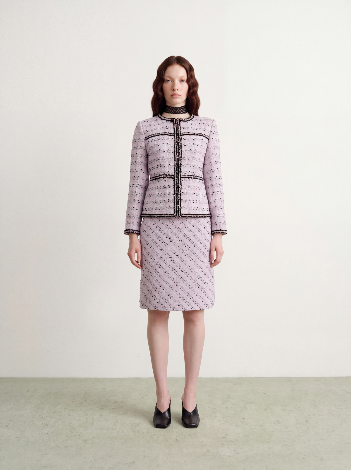 Rose Tweed Carreau Tresse Jacket