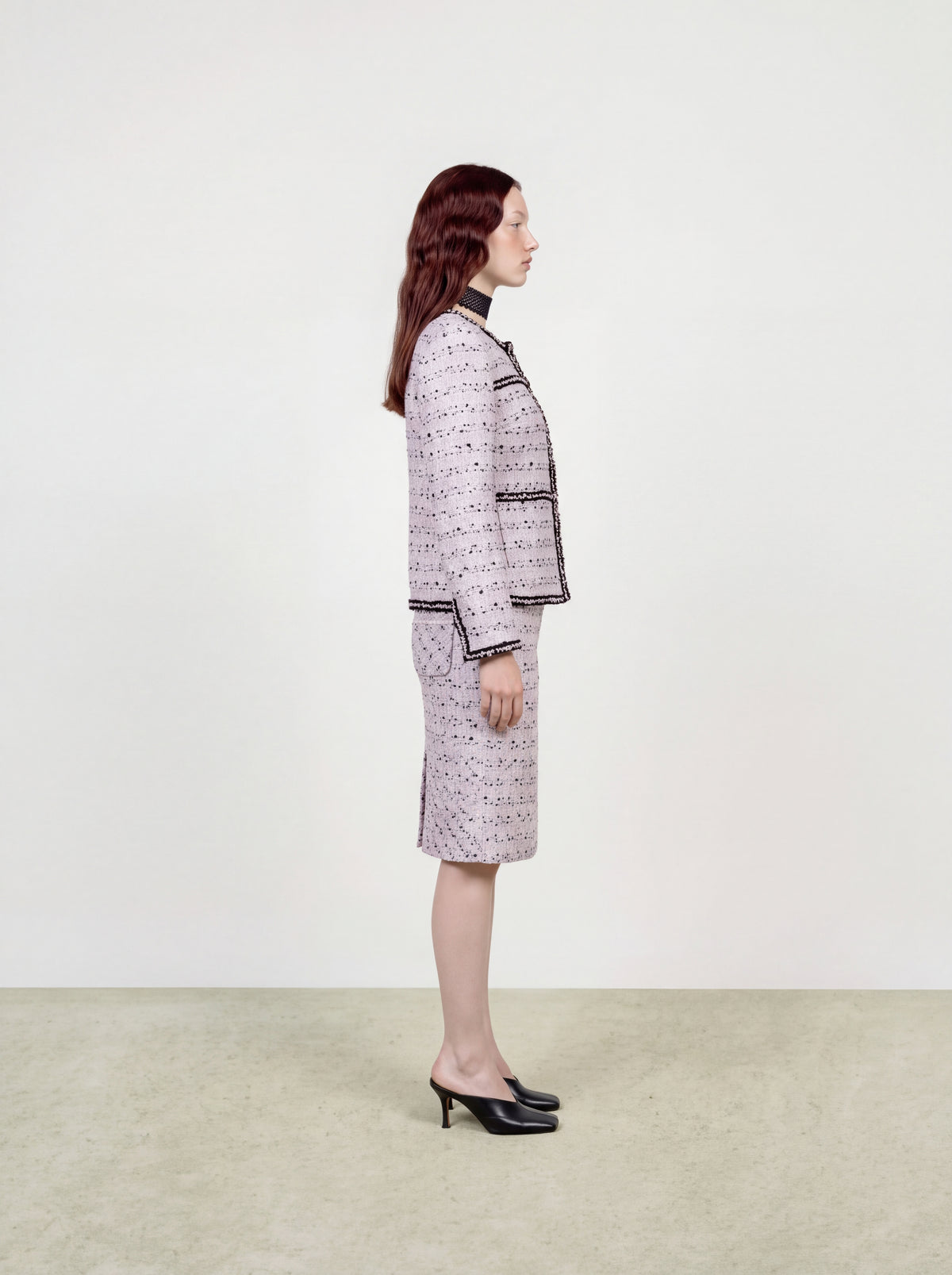 Rose Tweed Carreau Tresse Jacket