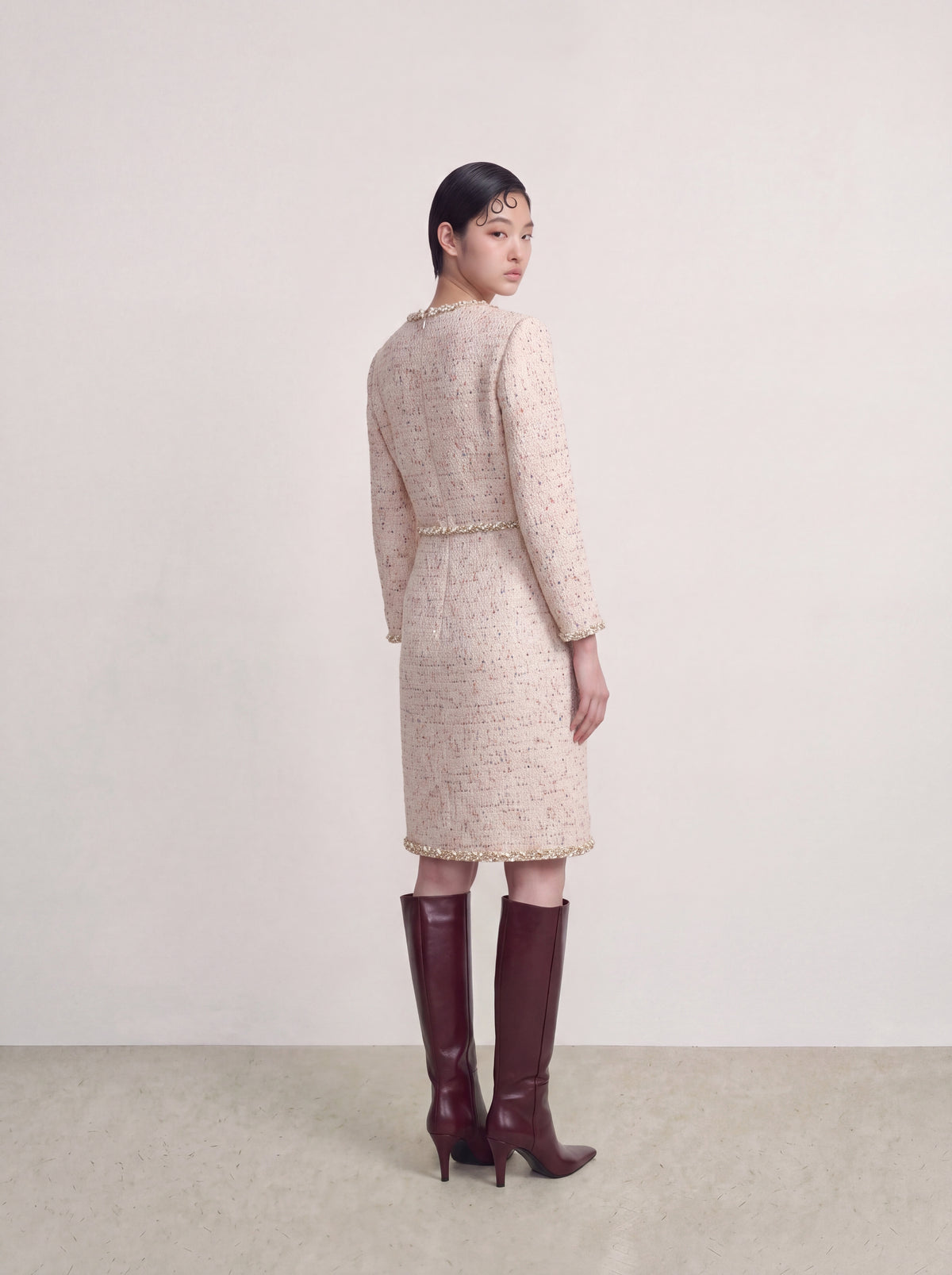 Crème Tweed Fleur Bijou Dress
