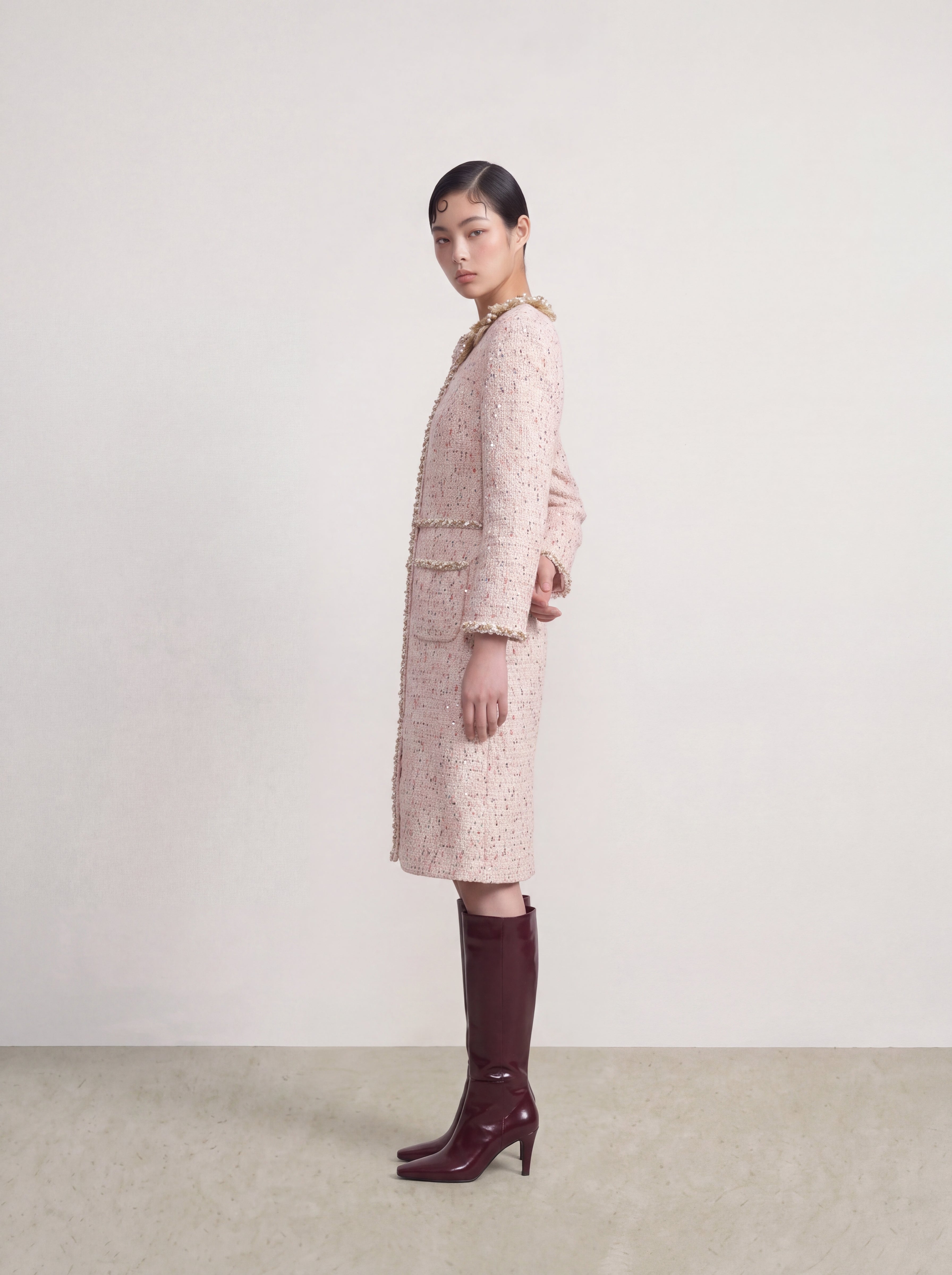 Crème Tweed Fleur Bijou Dress