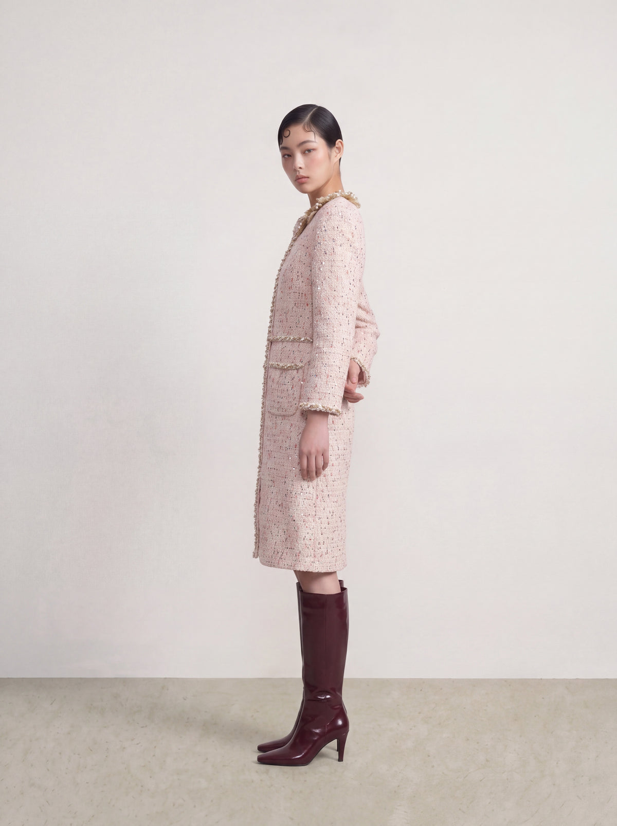 Crème Tweed Fleur Bijou Dress