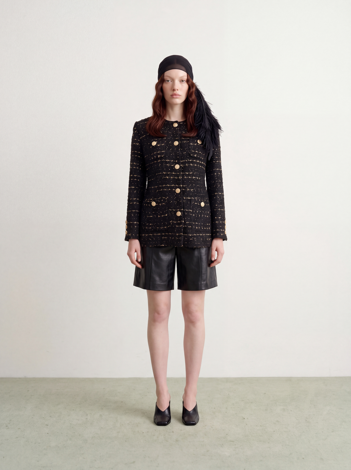 Noir Tweed Métal Doré Jacket