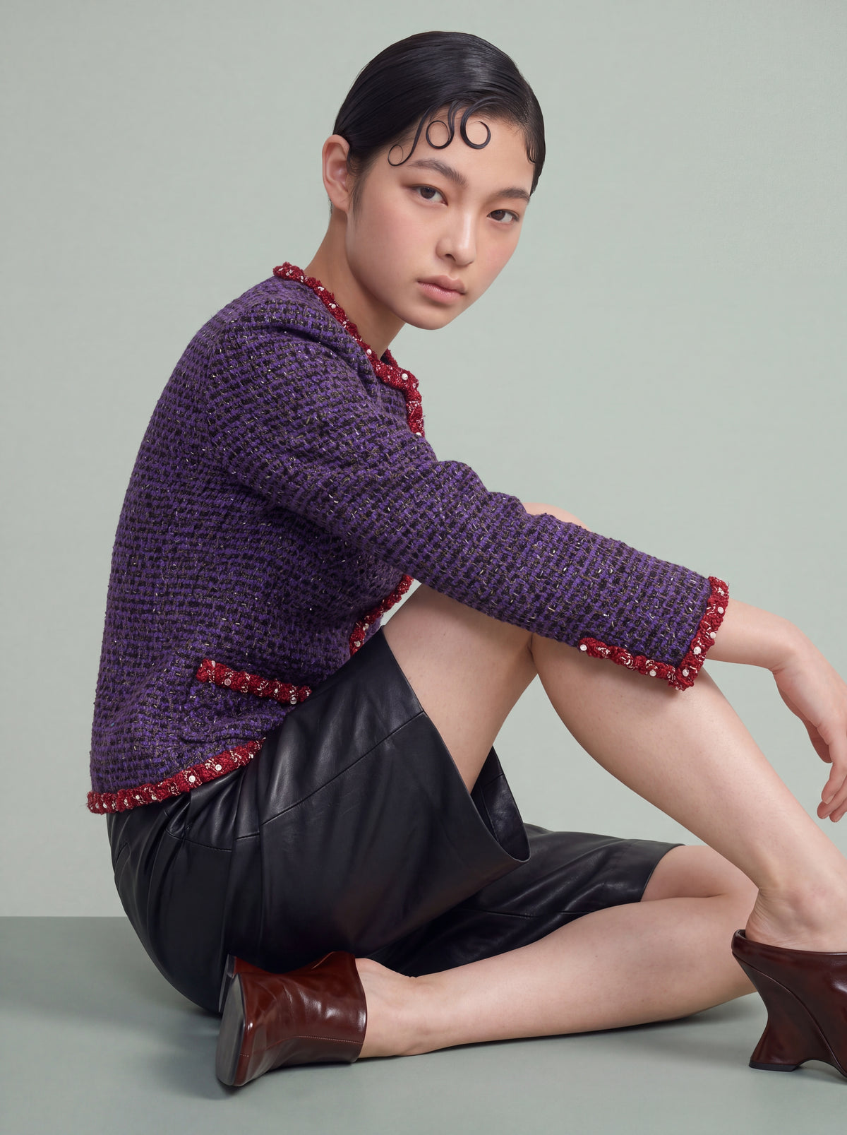 Violet Tweed Tresse Rouge Jacket