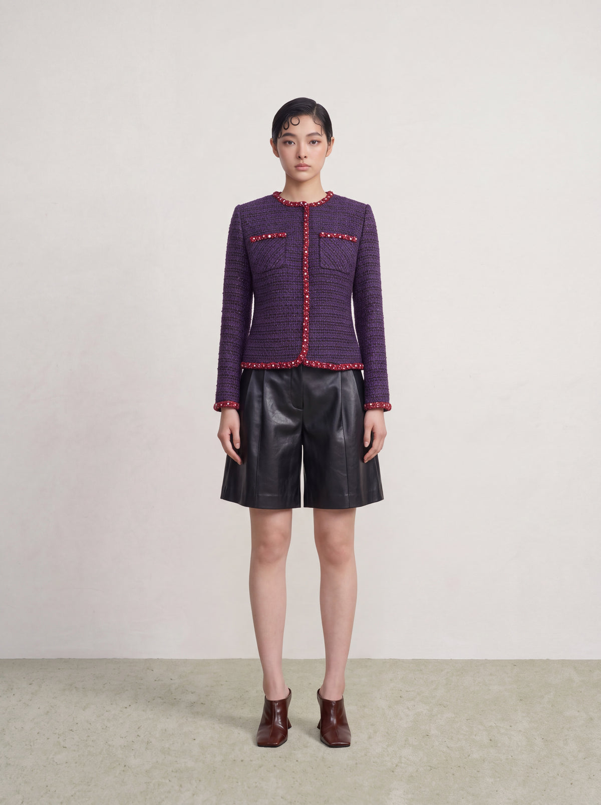 Violet Tweed Tresse Rouge Jacket