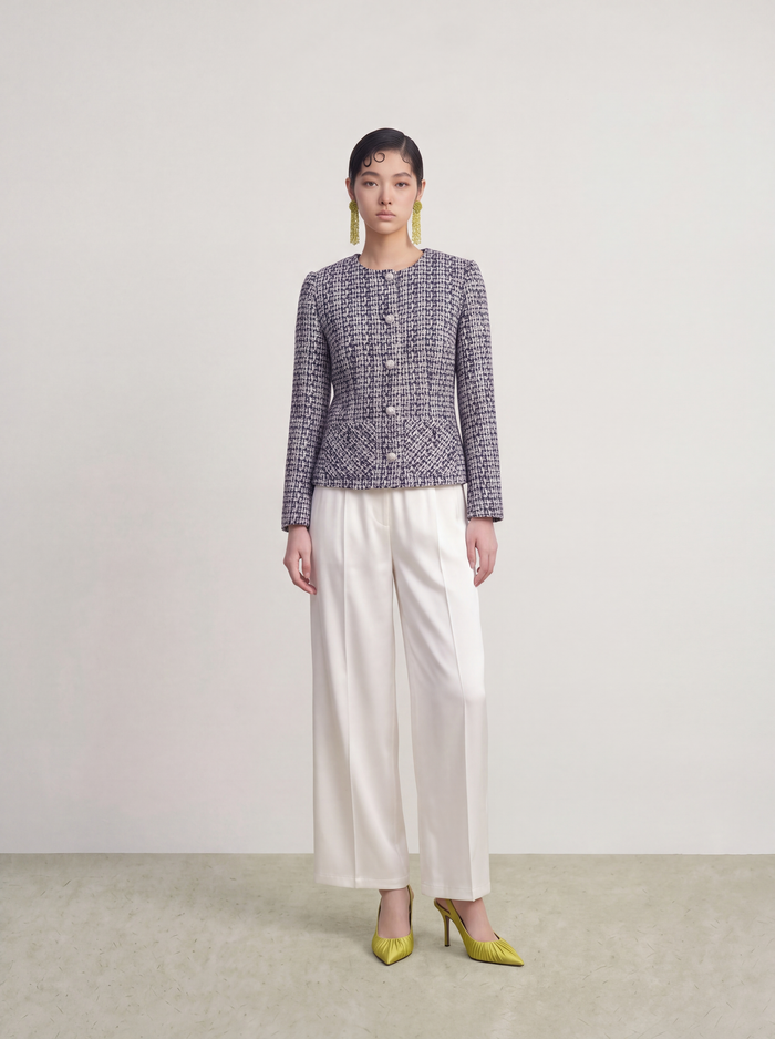 Bleu Rosé Tweed Élégance Jacket