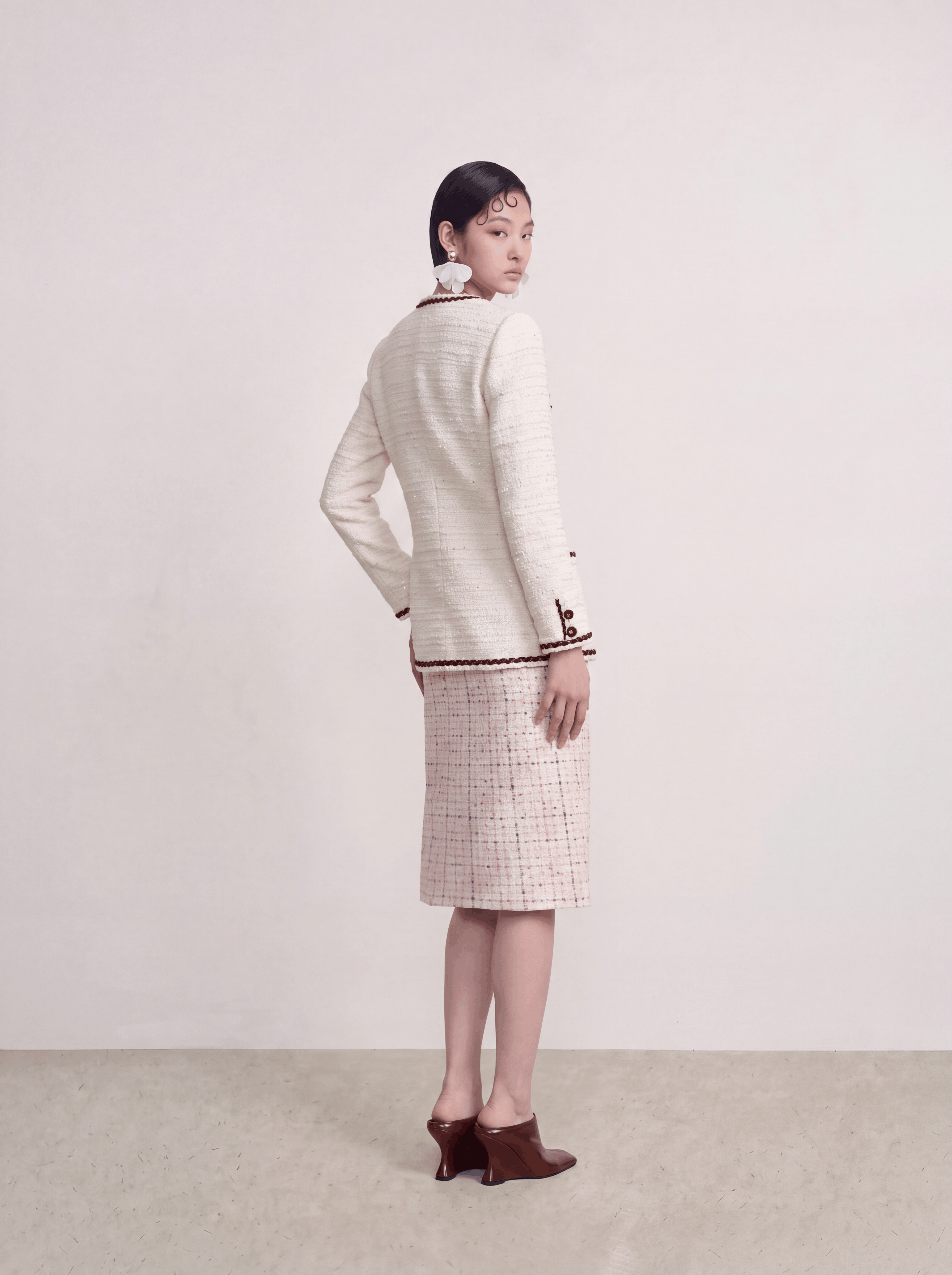 Crème Tweed Tresse Bordeaux Jacket