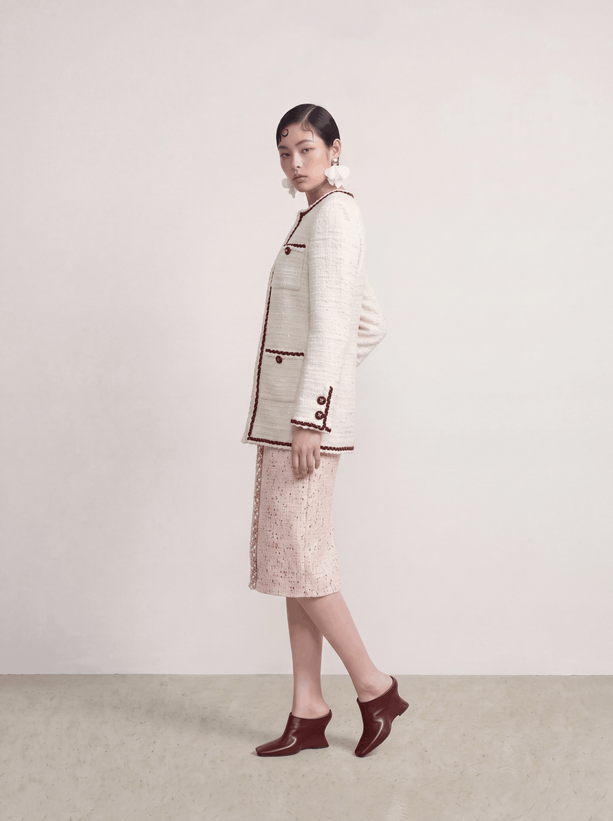 Crème Tweed Tresse Bordeaux Jacket
