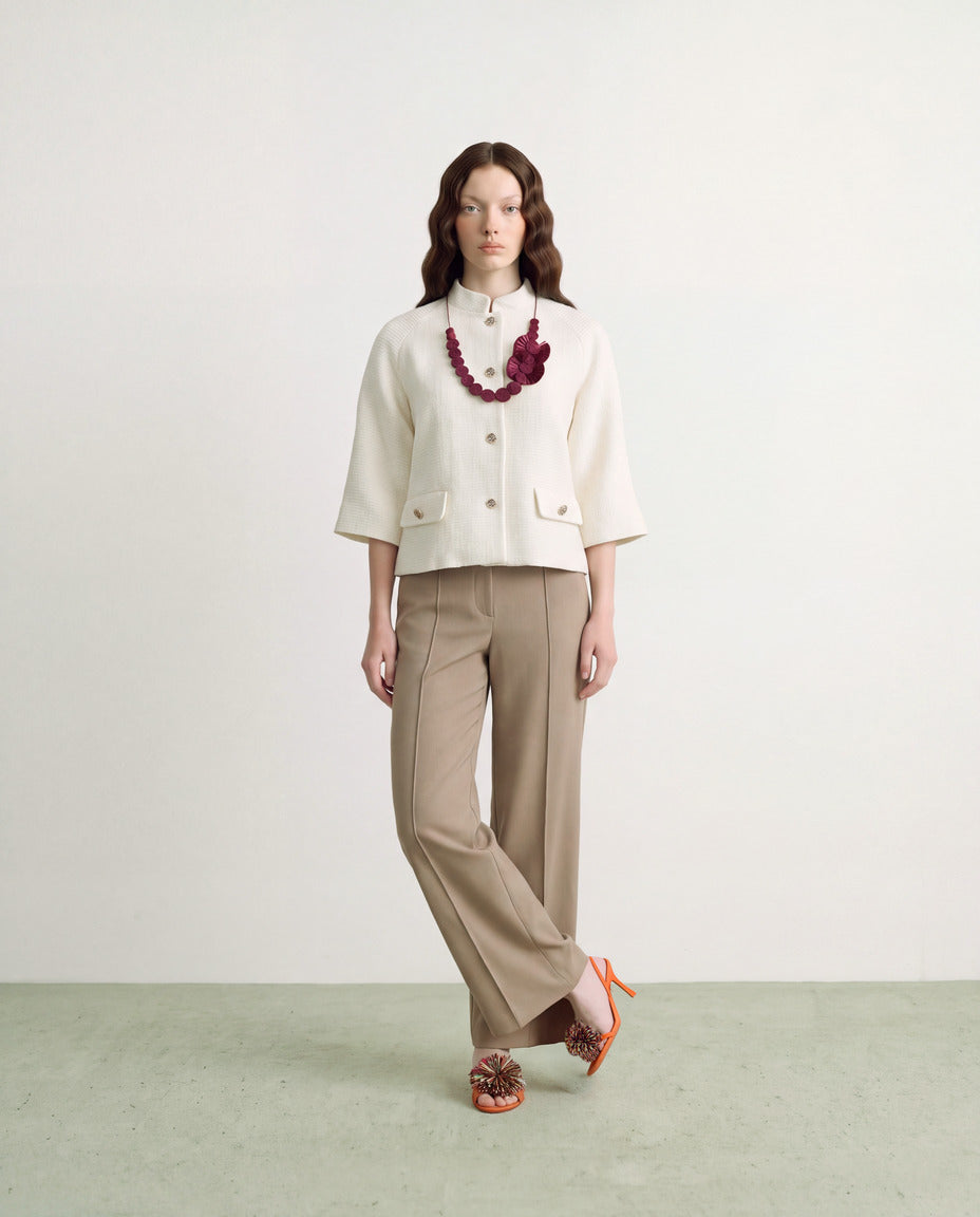 Blanc Tweed Bouton Doré Jacket